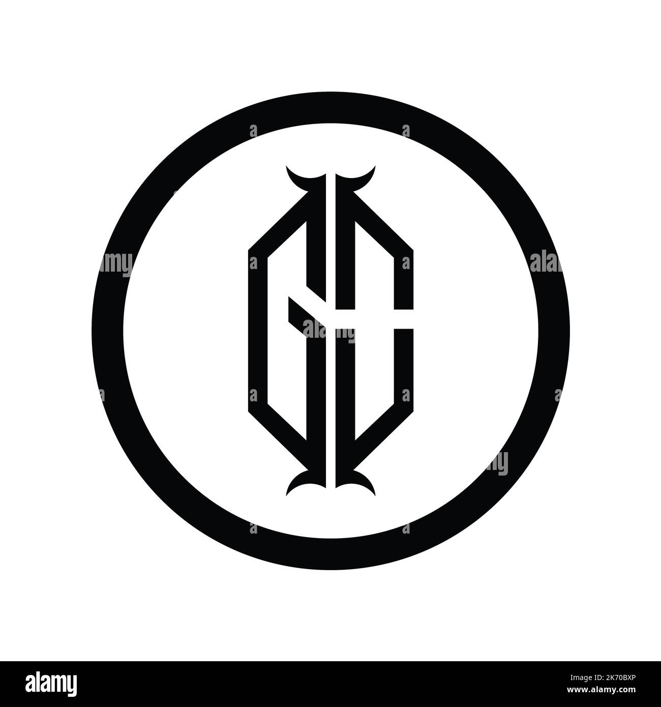 OG Logo monogram letter with hexagon horn shape design template Stock ...