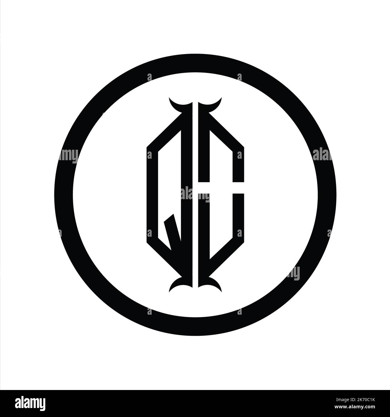 OQ Logo monogram letter with hexagon horn shape design template Stock