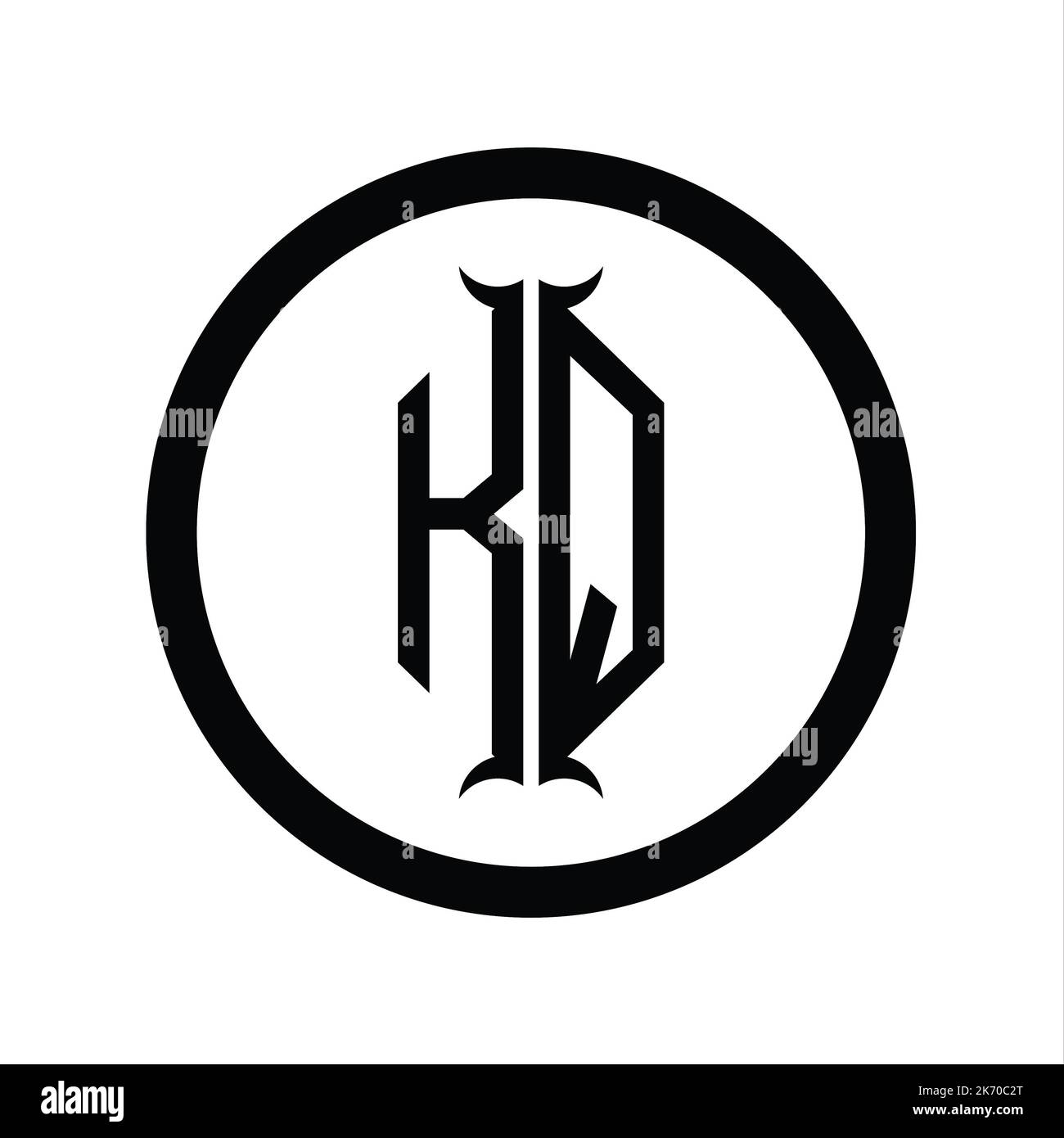 QK Logo monogram letter with hexagon horn shape design template Stock ...