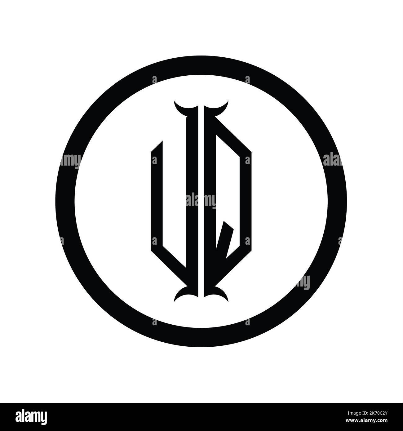 QU Logo monogram letter with hexagon horn shape design template Stock ...