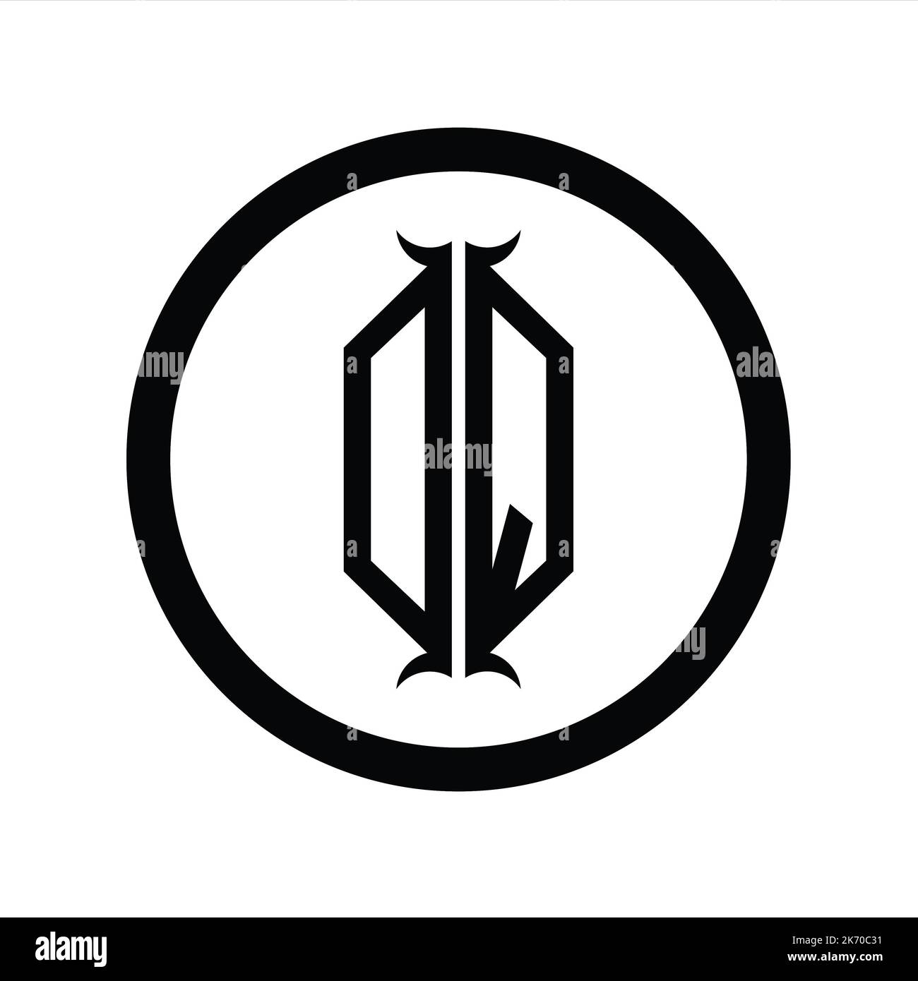 QD Logo monogram letter with hexagon horn shape design template Stock ...