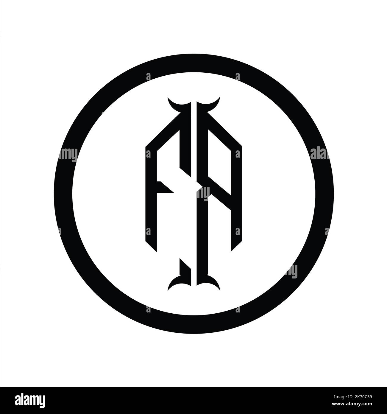 RF Logo monogram letter with hexagon horn shape design template Stock ...