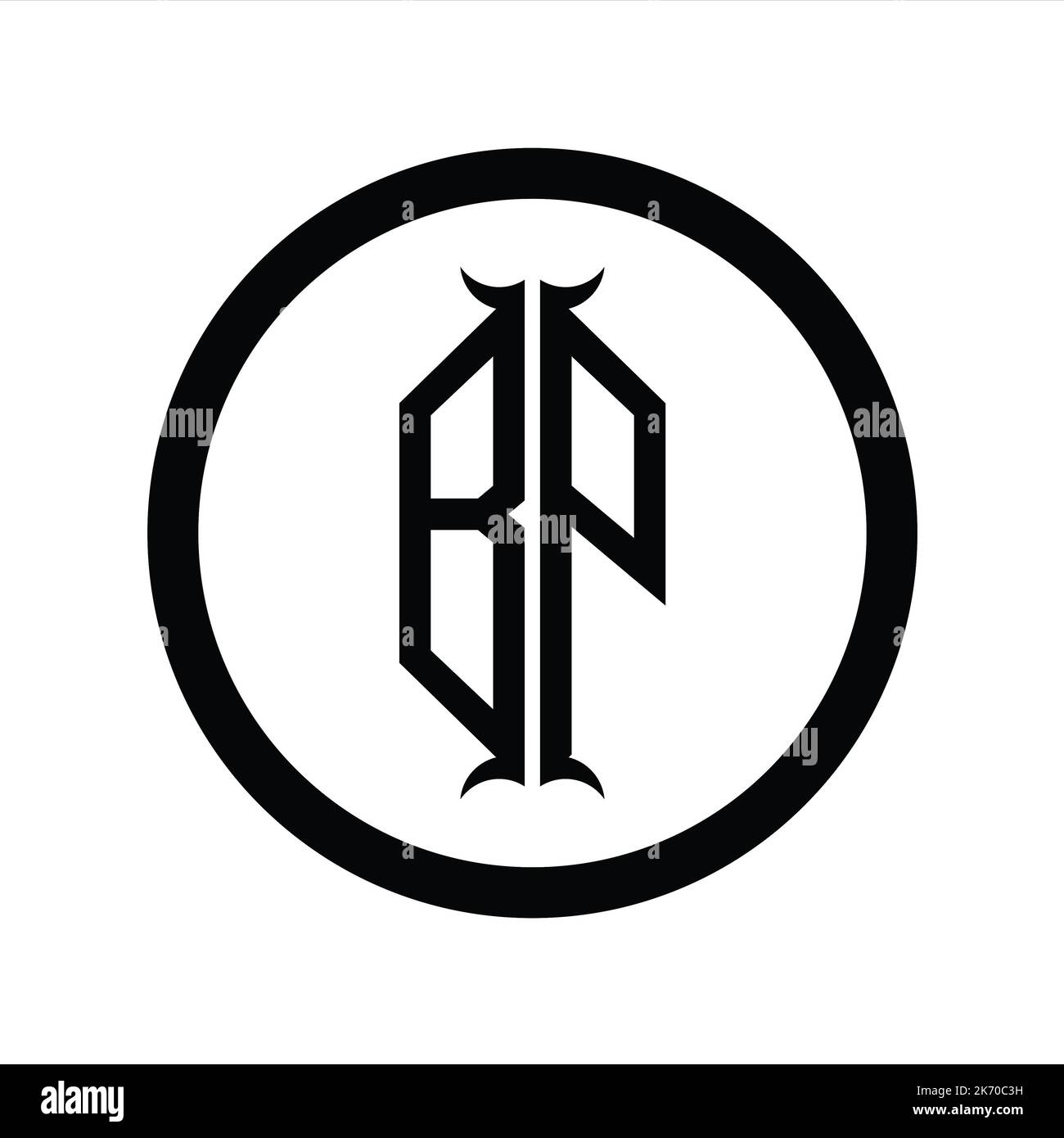 PB Logo monogram letter with hexagon horn shape design template Stock ...