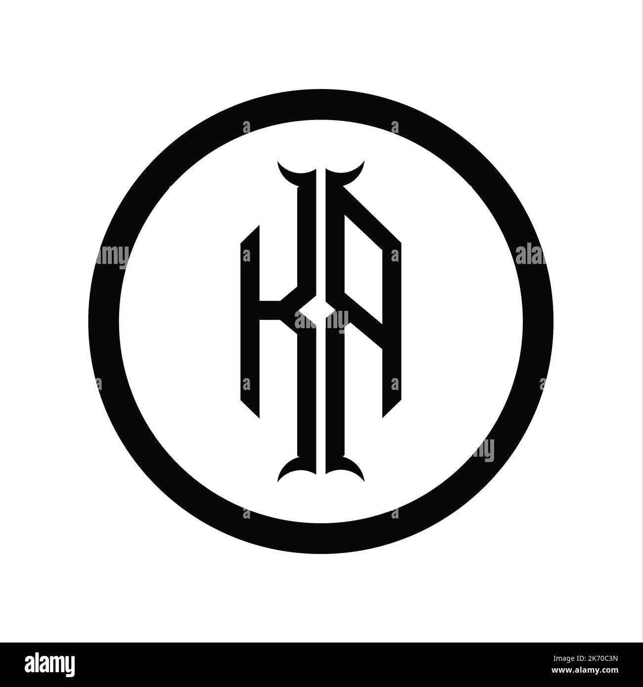 RK Logo monogram letter with hexagon horn shape design template Stock Photo