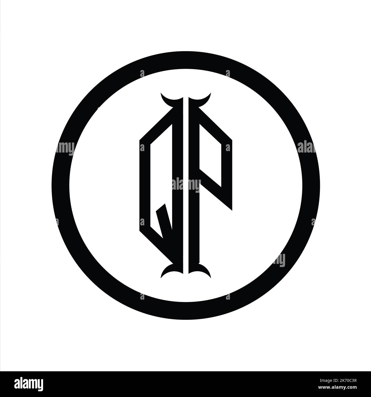 PQ Logo monogram letter with hexagon horn shape design template Stock ...
