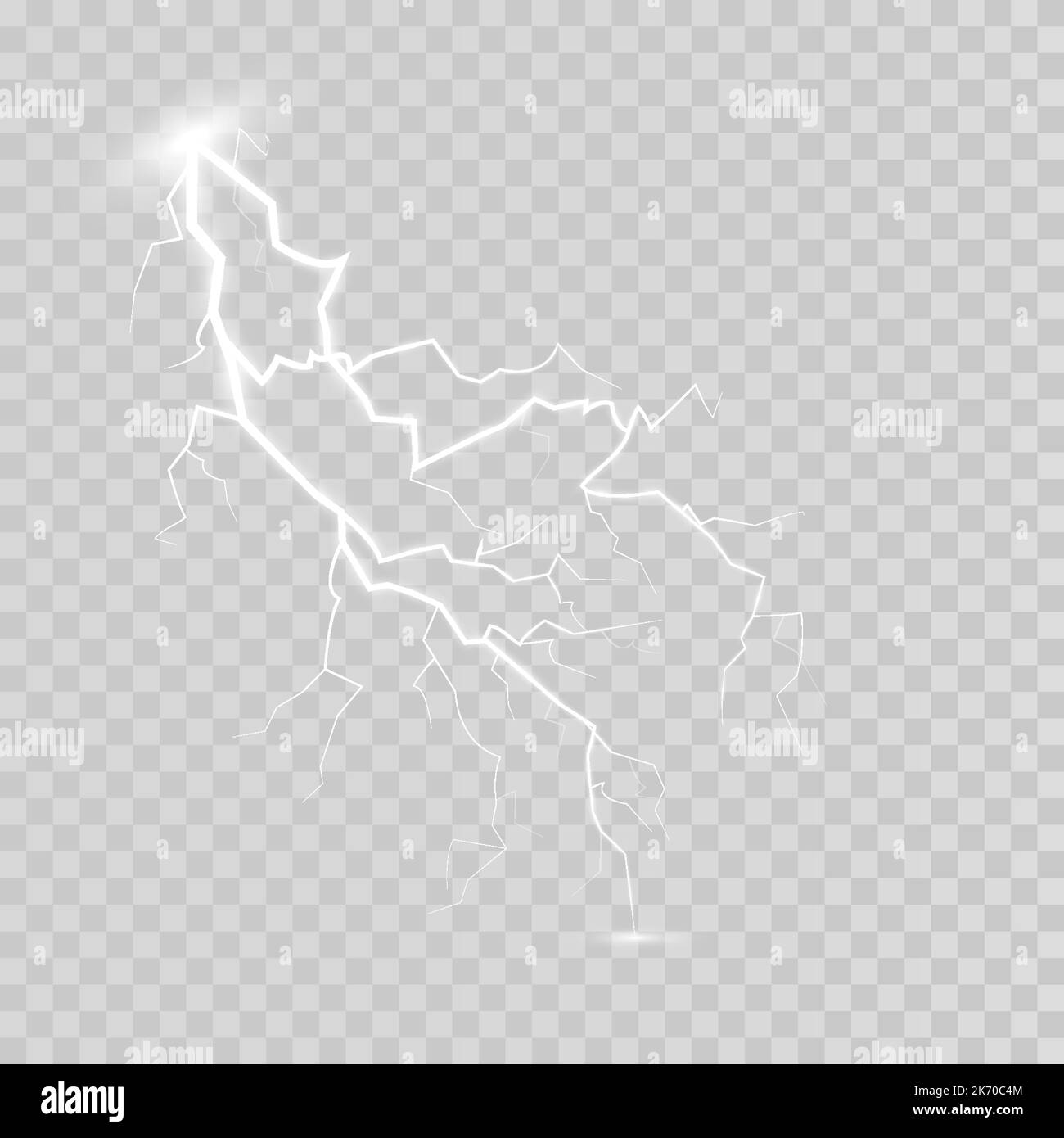 Set of lightning magical and bright light effect. Thunderstorm with