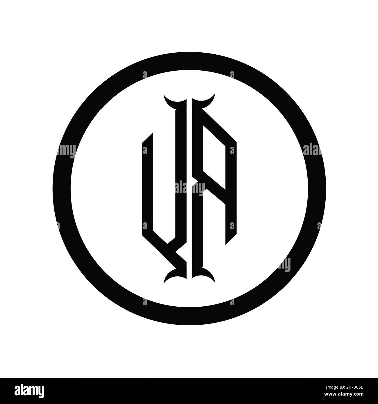 RV Logo monogram letter with hexagon horn shape design template Stock ...