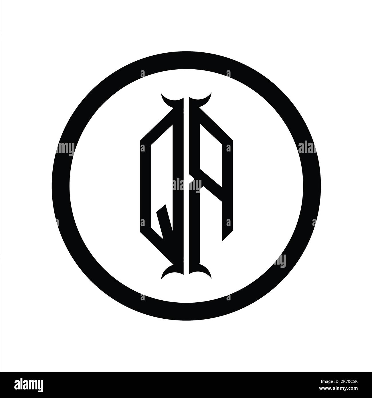 RQ Logo monogram letter with hexagon horn shape design template Stock ...