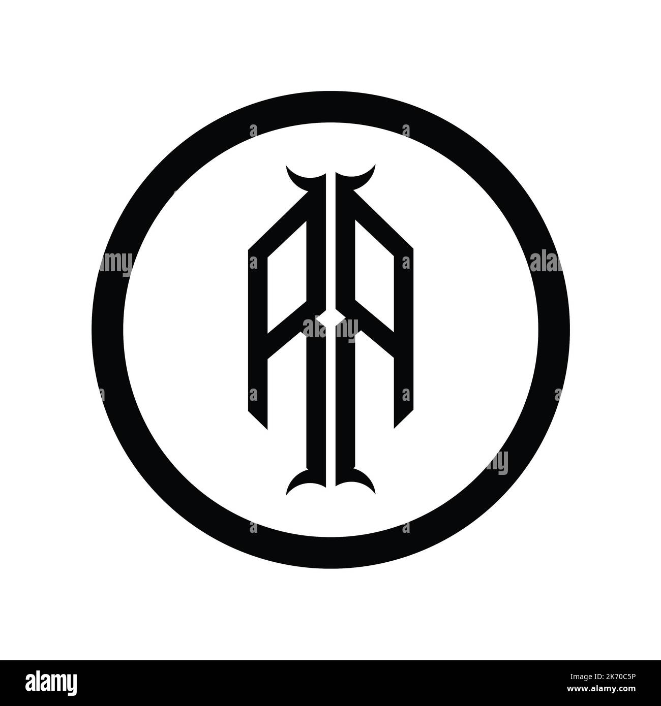 RR Logo monogram letter with hexagon horn shape design template Stock ...