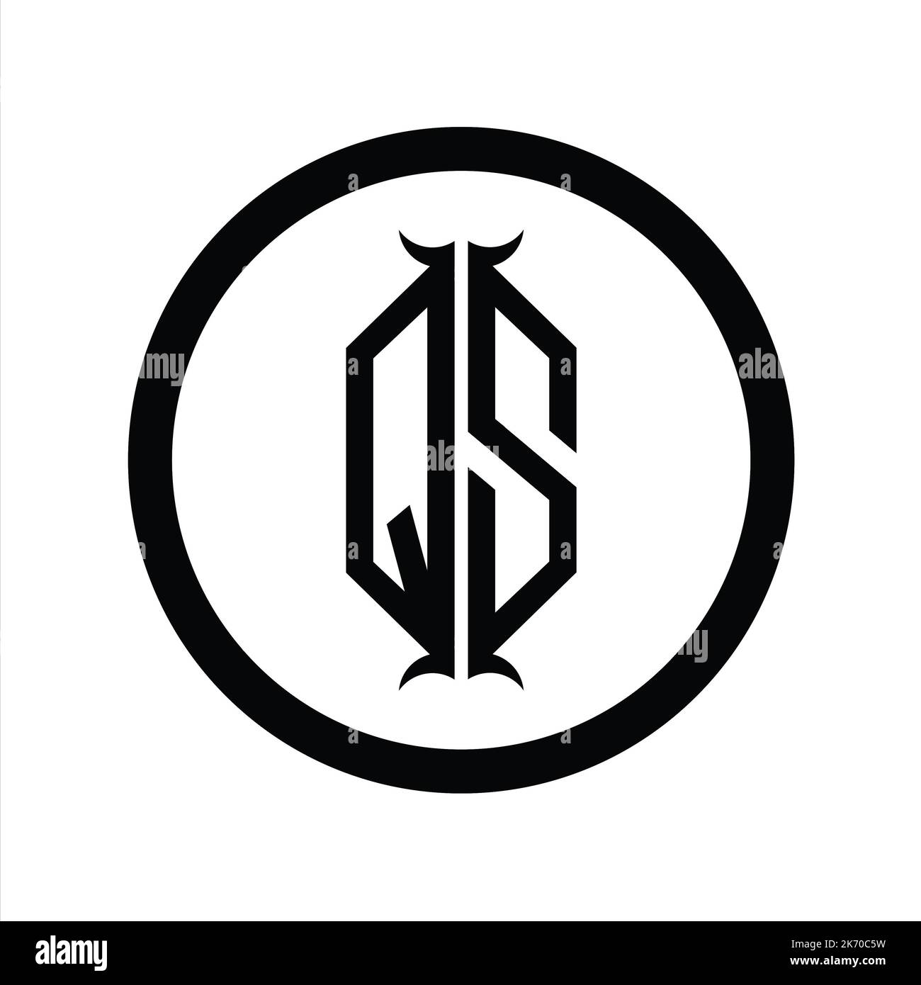 SQ Logo monogram letter with hexagon horn shape design template Stock ...