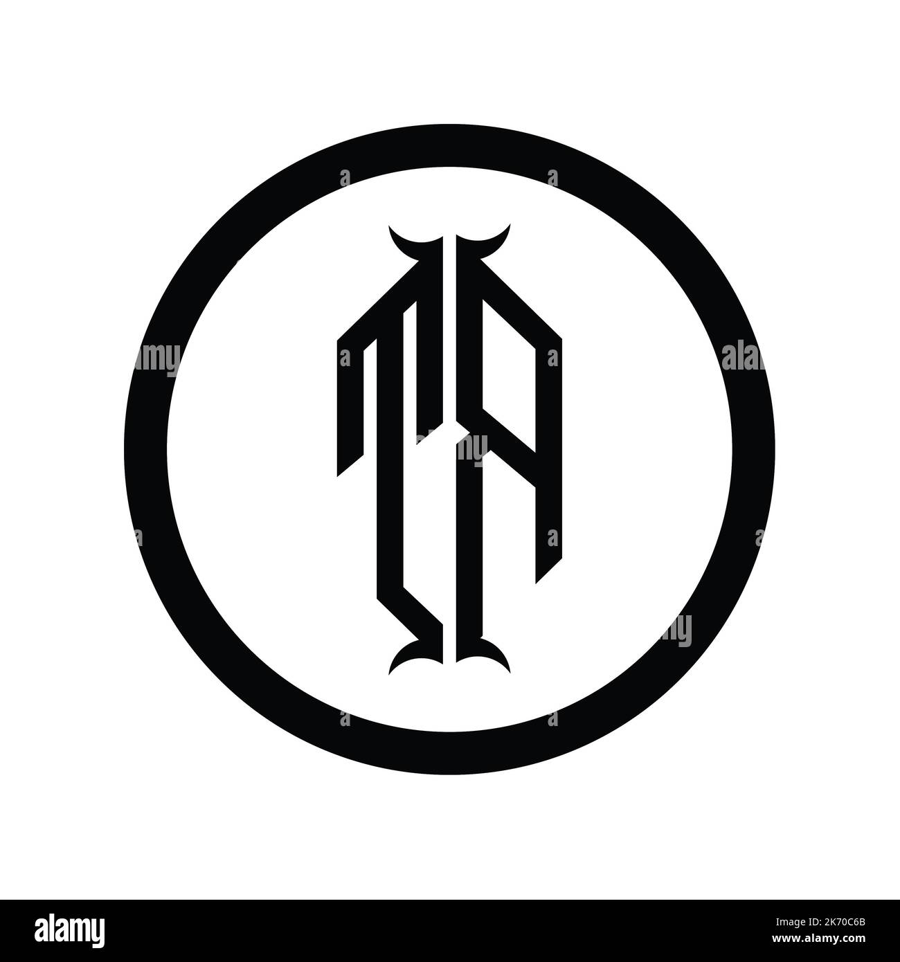 RT Logo monogram letter with hexagon horn shape design template Stock ...