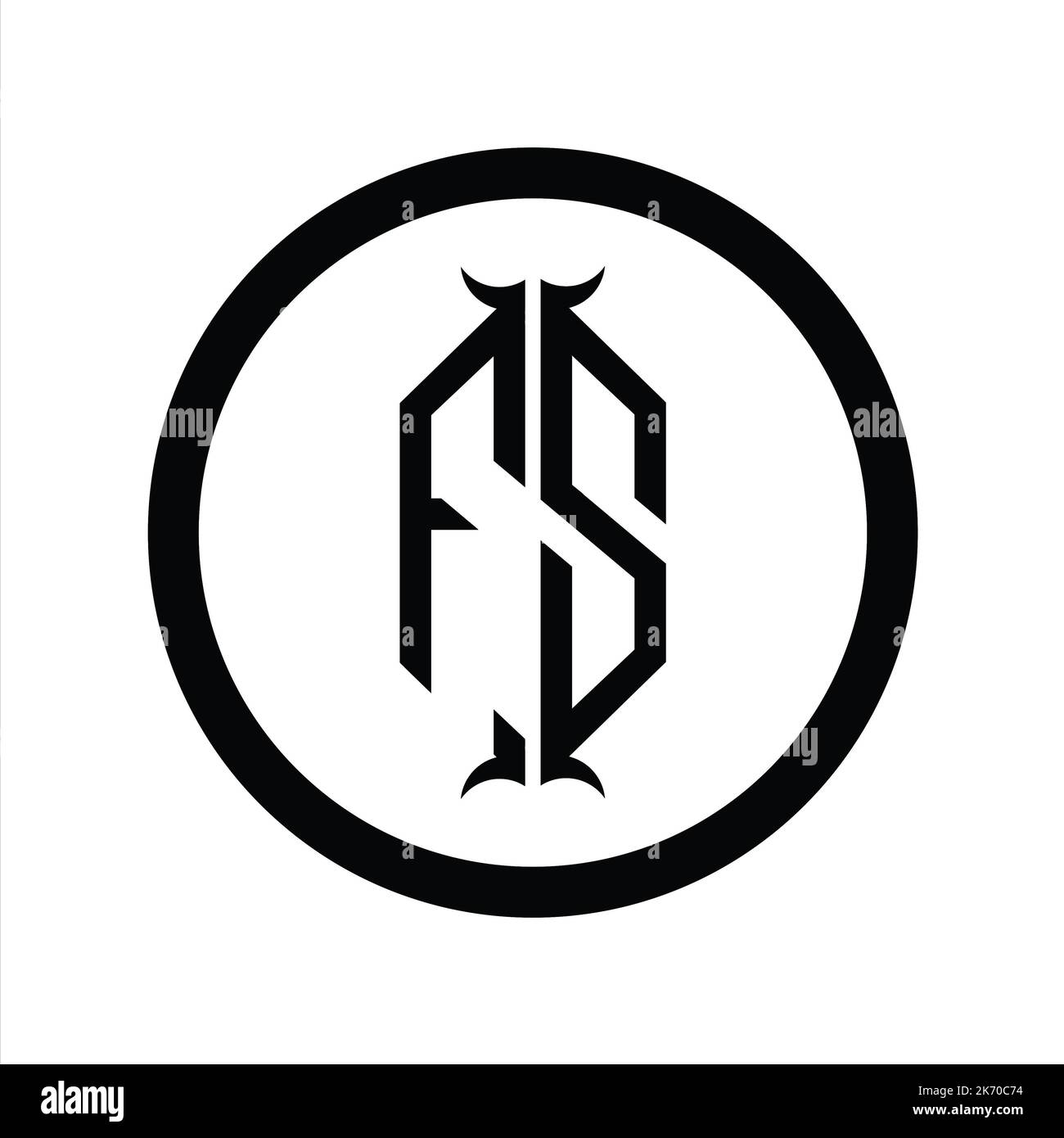 SF Logo monogram letter with hexagon horn shape design template Stock ...