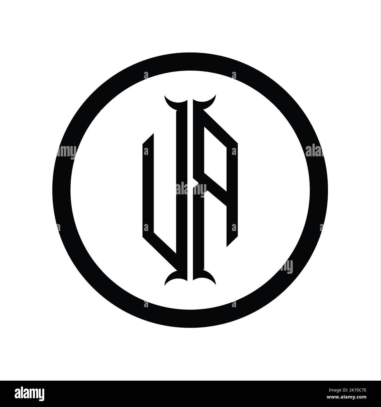 RU Logo monogram letter with hexagon horn shape design template Stock ...