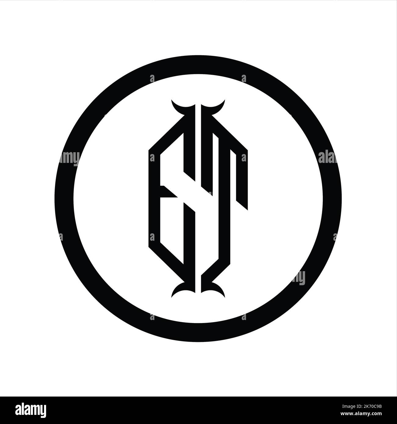 TE Logo monogram letter with hexagon horn shape design template Stock ...