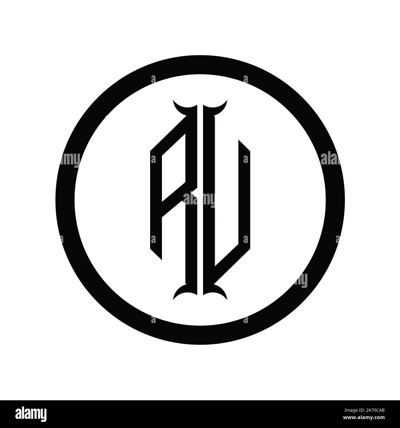UR Logo monogram letter with hexagon horn shape design template Stock ...