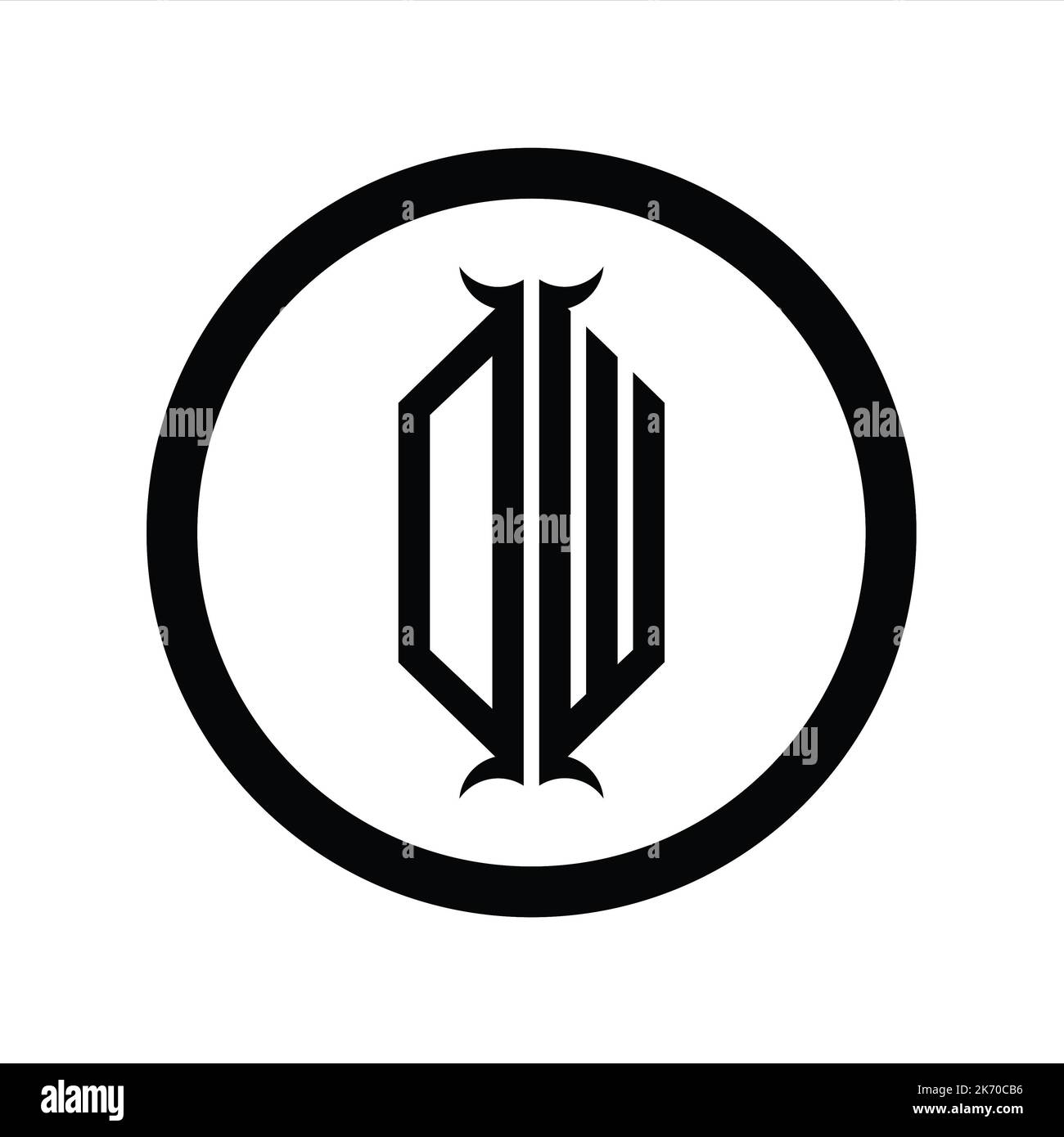 WD Logo monogram letter with hexagon horn shape design template Stock ...