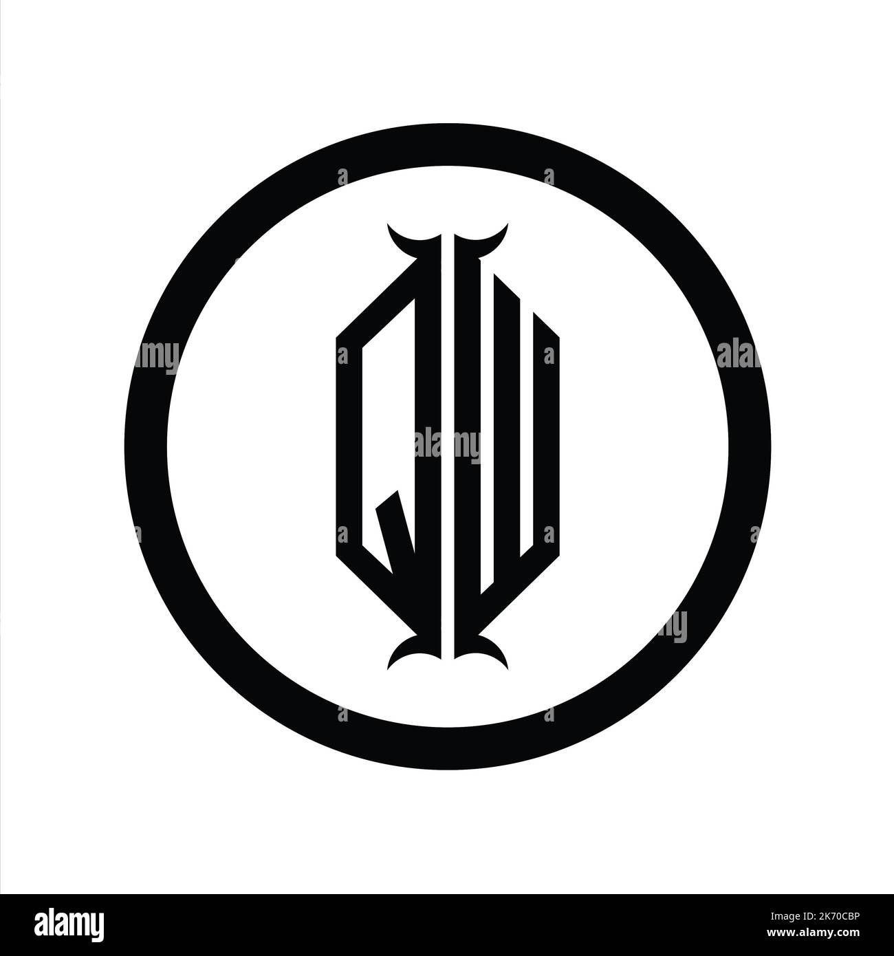 WQ Logo monogram letter with hexagon horn shape design template Stock ...