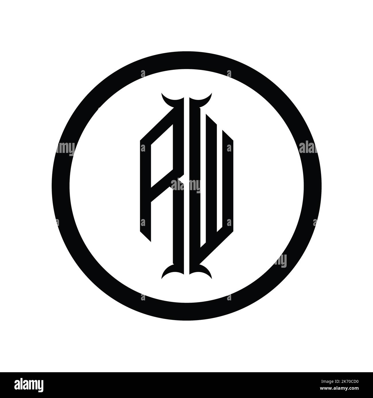 WR Logo monogram letter with hexagon horn shape design template Stock ...