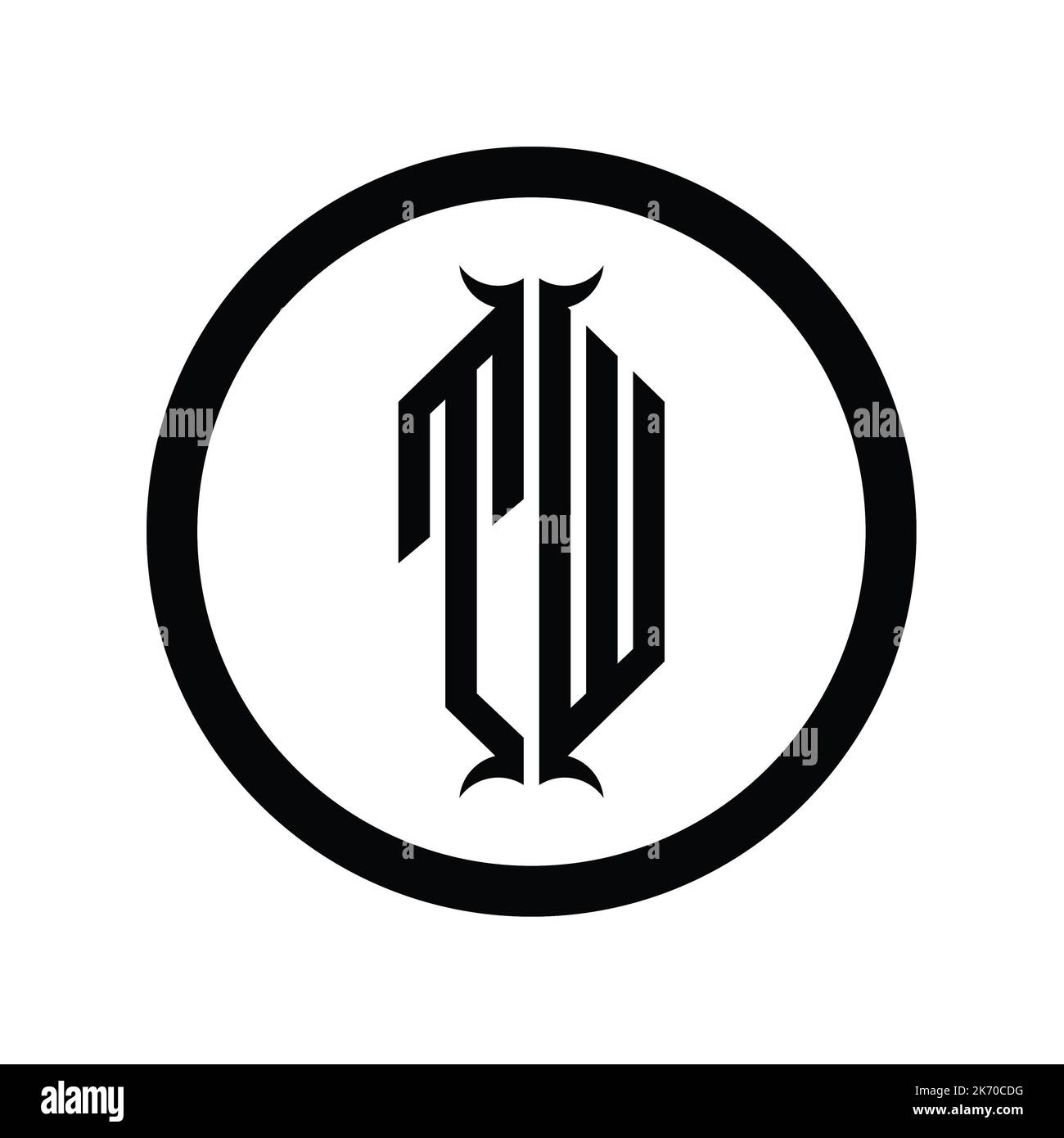 WT Logo monogram letter with hexagon horn shape design template Stock ...