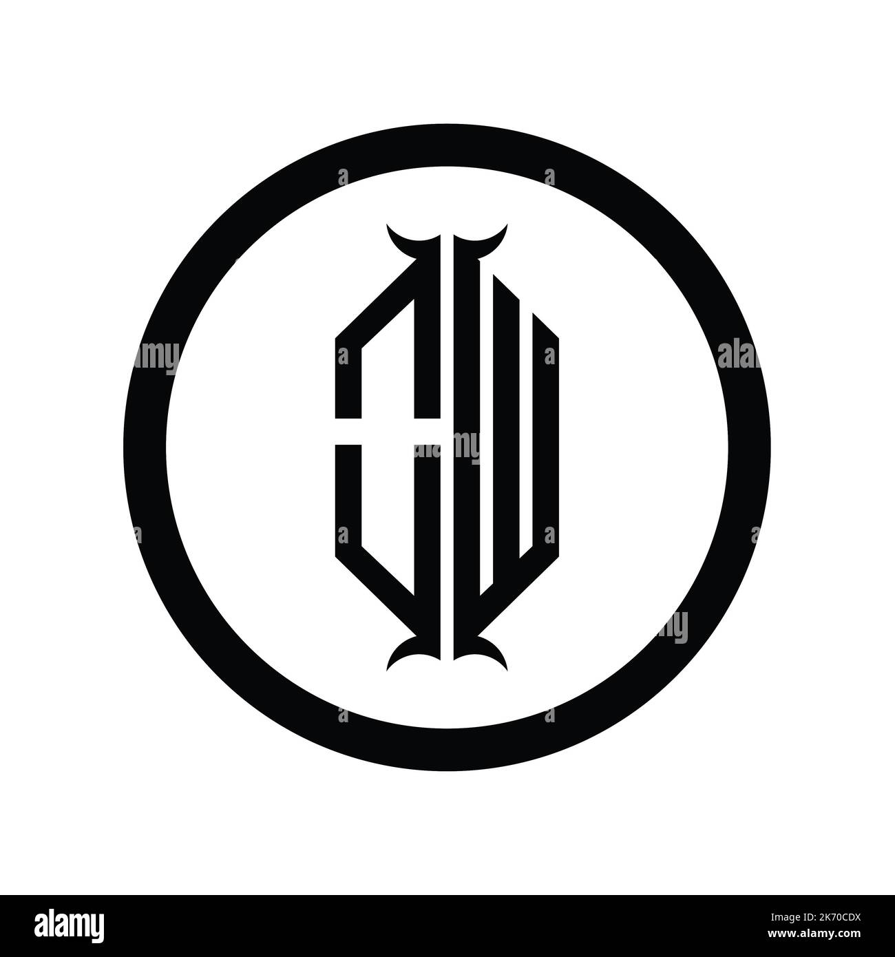 WO Logo monogram letter with hexagon horn shape design template Stock ...