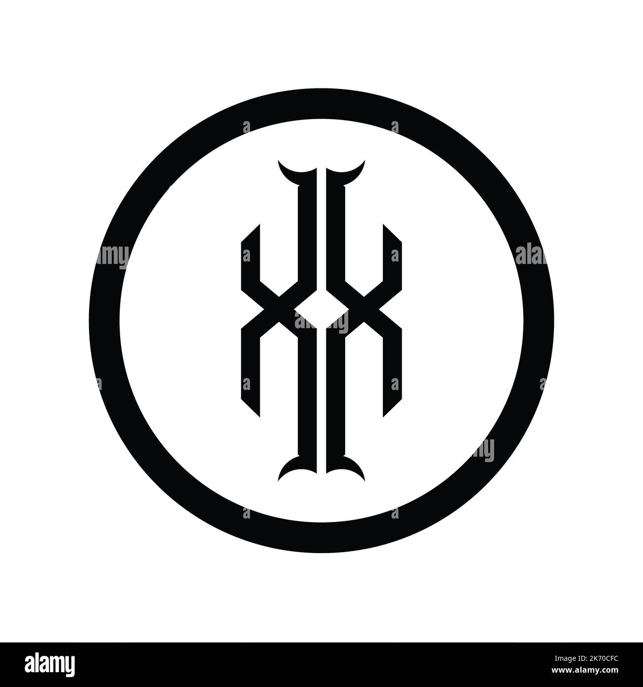 XX Logo monogram letter with hexagon horn shape design template Stock ...