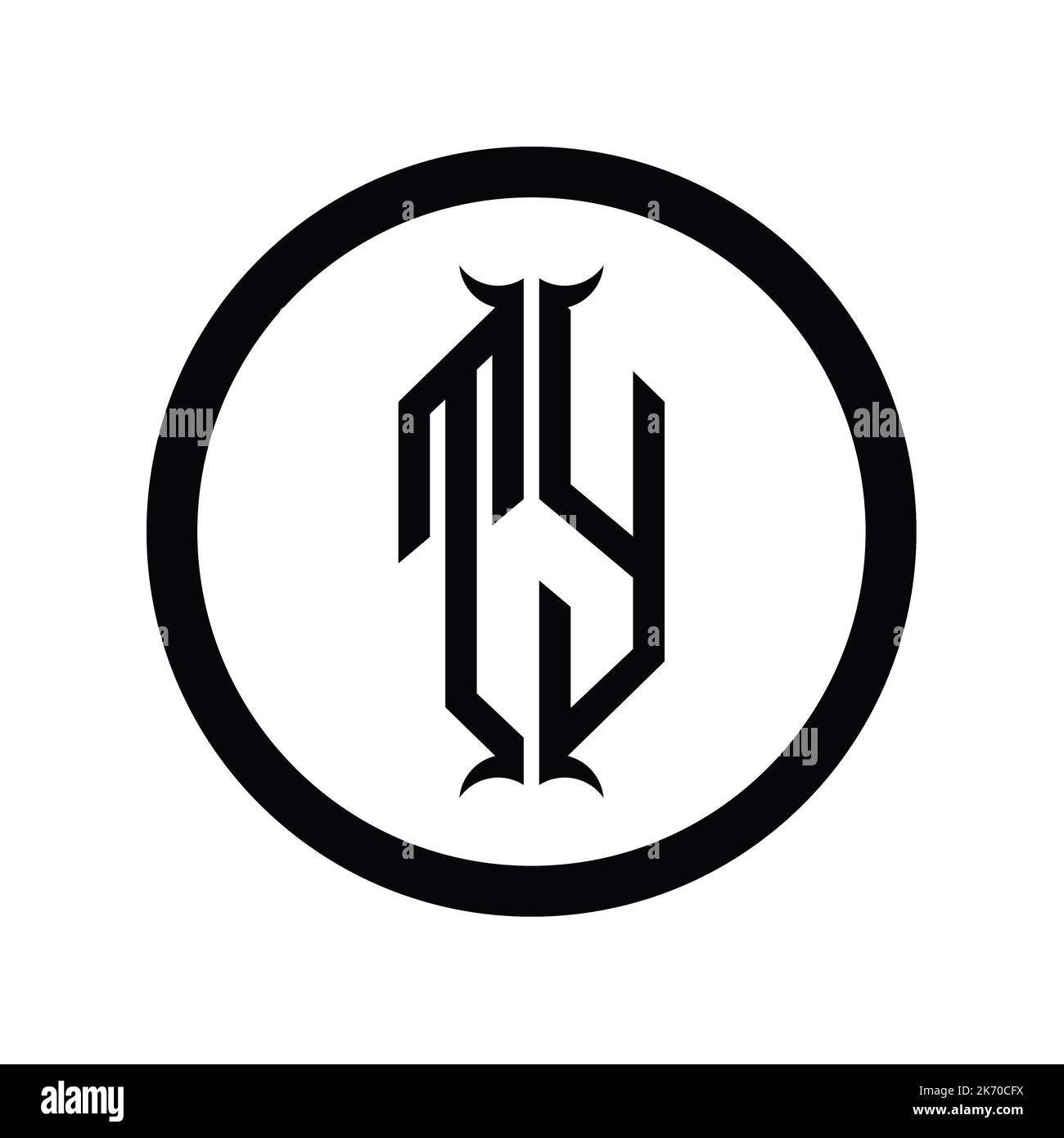 YT Logo monogram letter with hexagon horn shape design template Stock