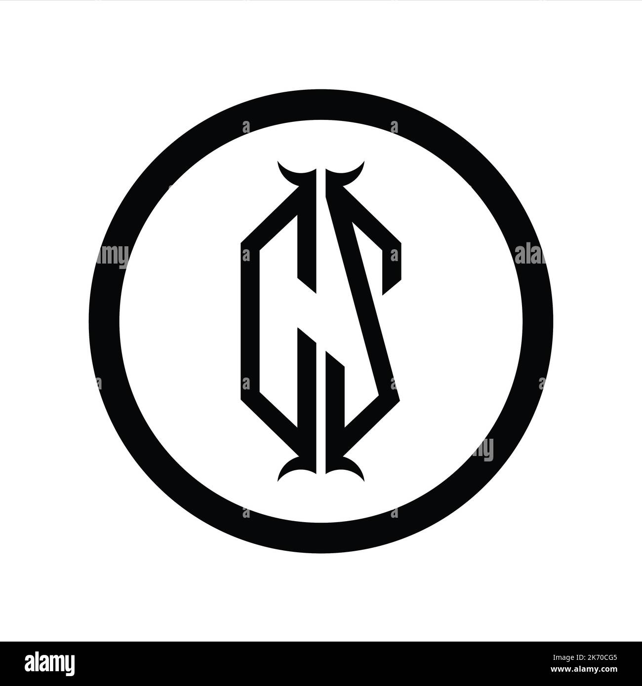 ZC Logo monogram letter with hexagon horn shape design template Stock ...