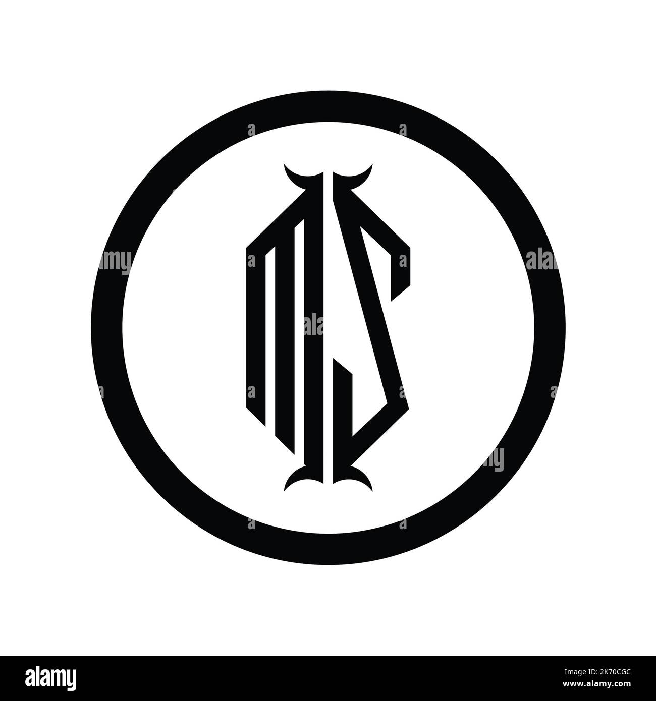 ZM Logo monogram letter with hexagon horn shape design template Stock Photo