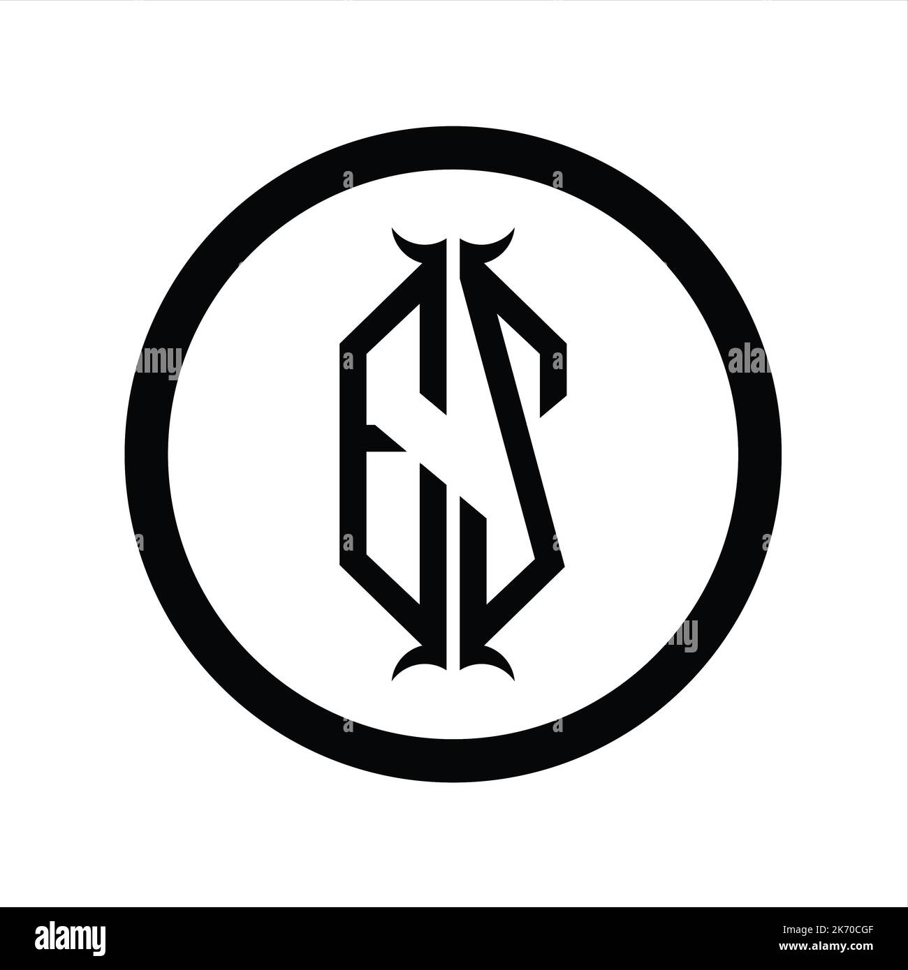 ZE Logo monogram letter with hexagon horn shape design template Stock ...