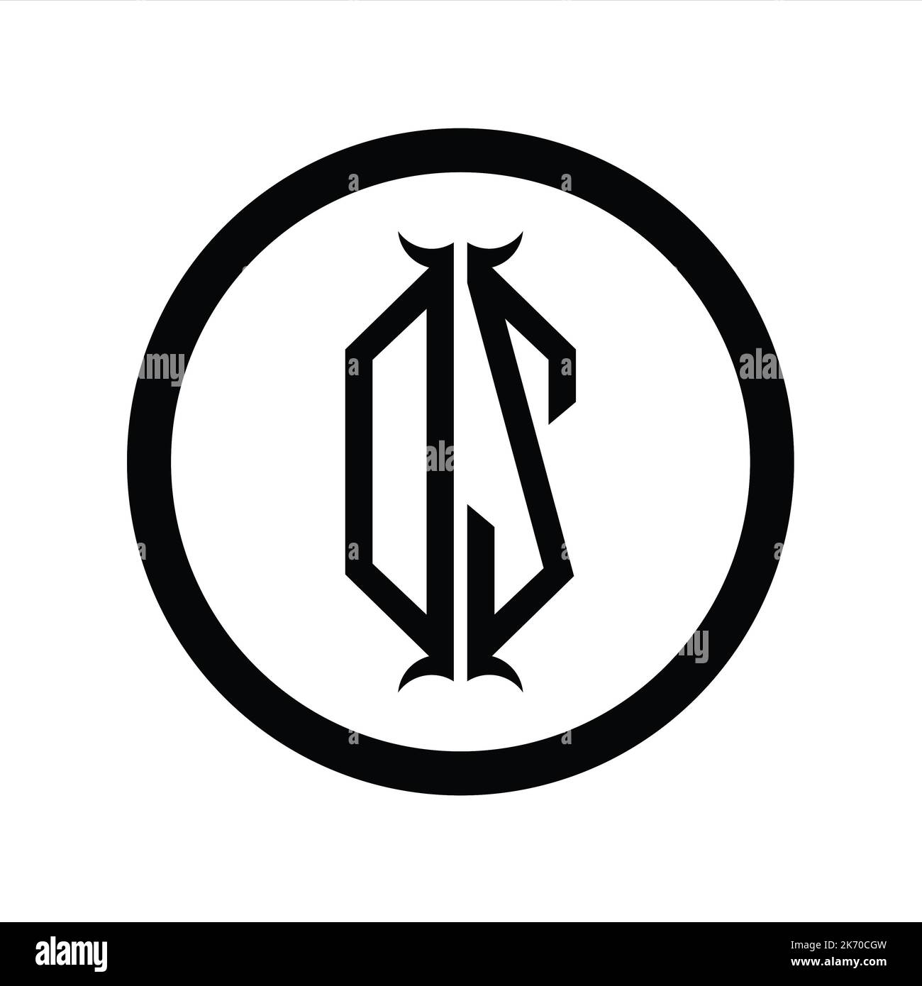 ZD Logo monogram letter with hexagon horn shape design template Stock ...