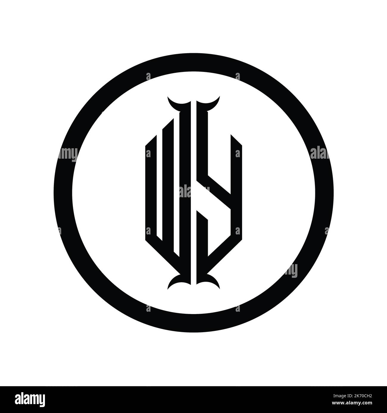YW Logo monogram letter with hexagon horn shape design template Stock ...