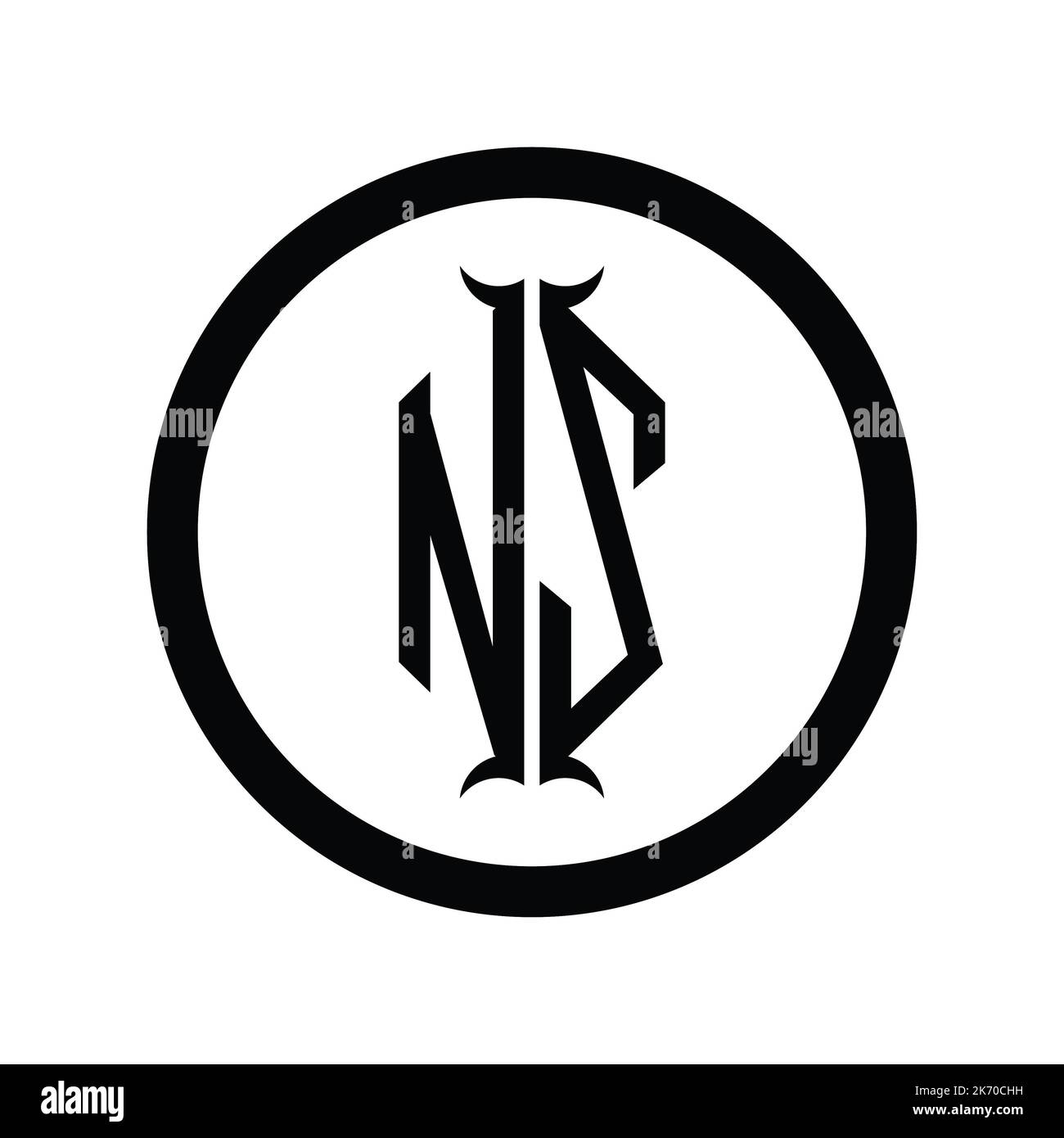 ZN Logo monogram letter with hexagon horn shape design template Stock ...