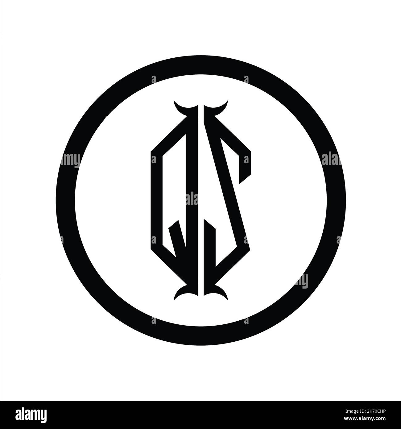 ZQ Logo monogram letter with hexagon horn shape design template Stock ...
