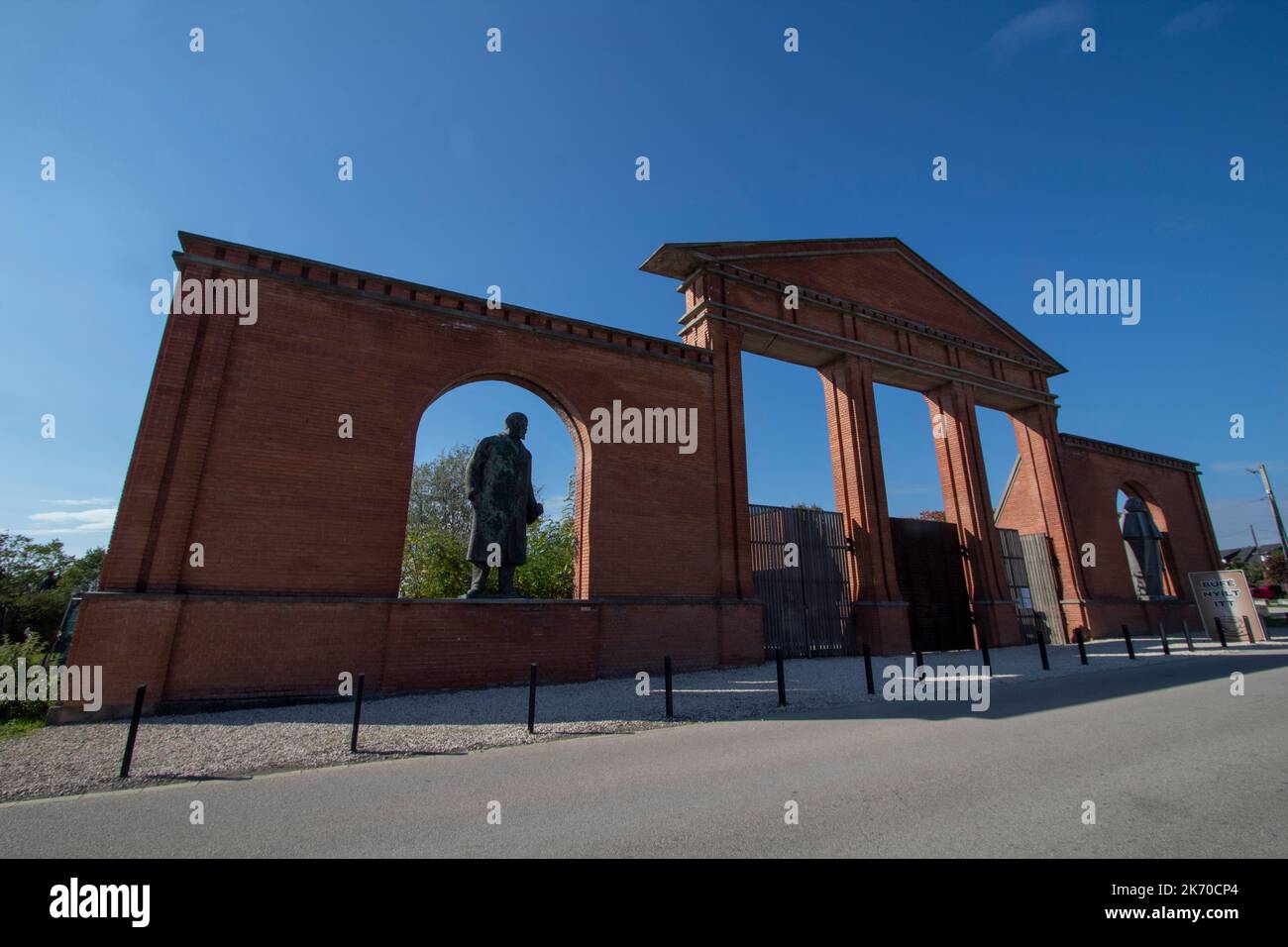 The entrance to Memento Park an open-air museum dedicated to monumental statues from Hungary's Communist period, Budapest, Hungary, Stock Photo