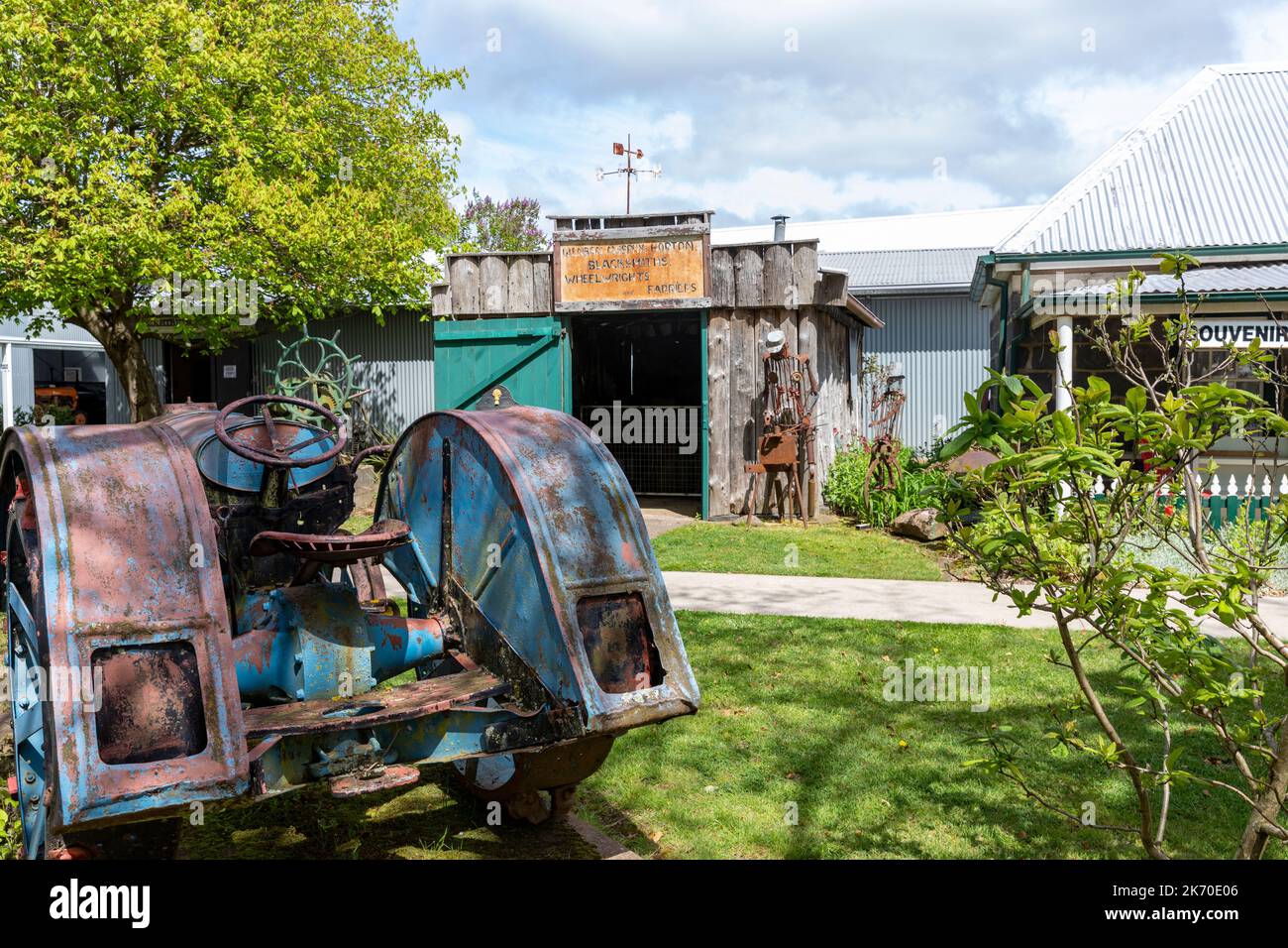 Golden memories museum in historic Millthorpe village in New South Wales, rusting old tractor at the museum,Australia Stock Photo