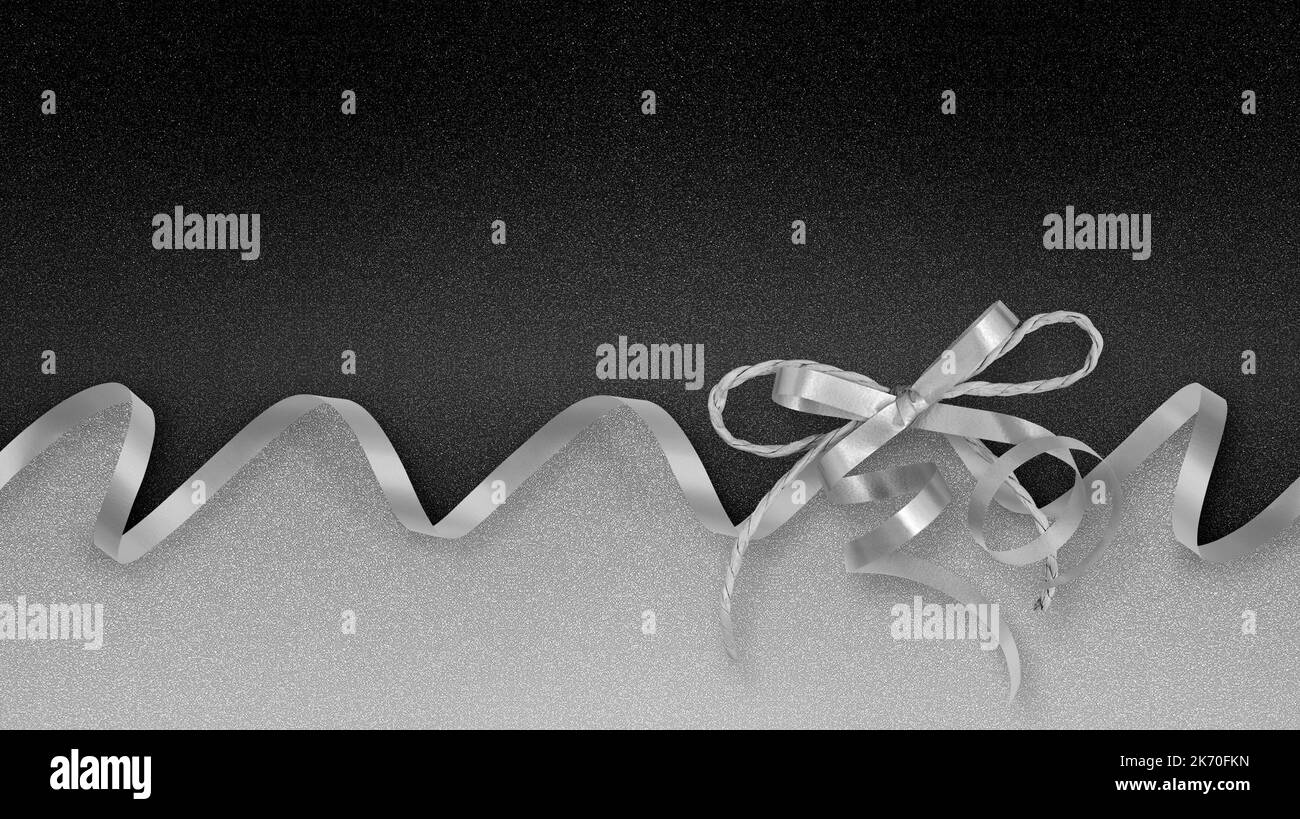 merry Christmas, blank gift greeting card with bright shiny ribbon bow