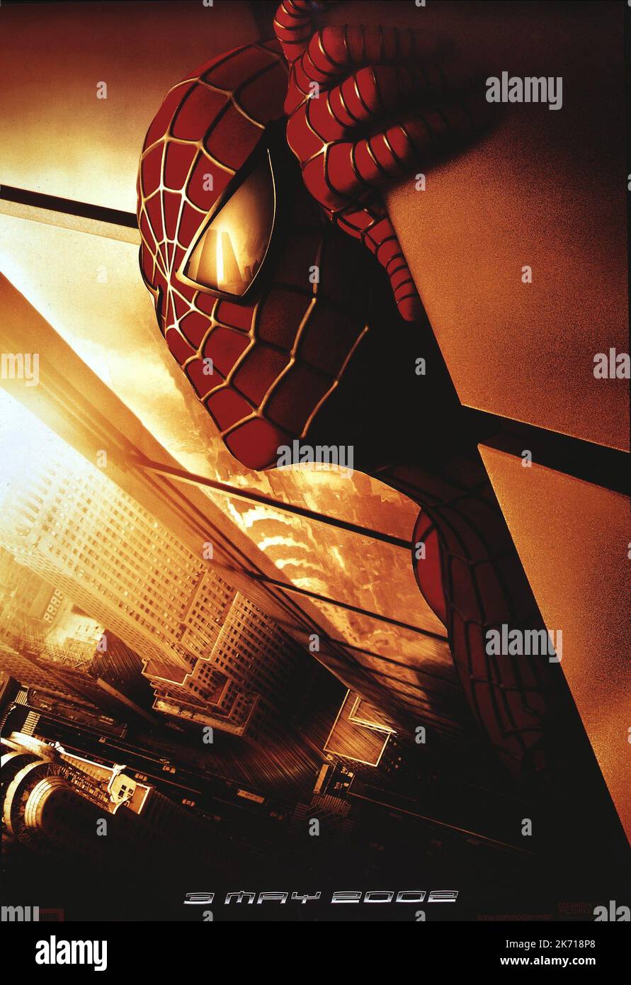 TOBEY MAGUIRE MOVIE POSTER, SPIDER-MAN, 2002 Stock Photo