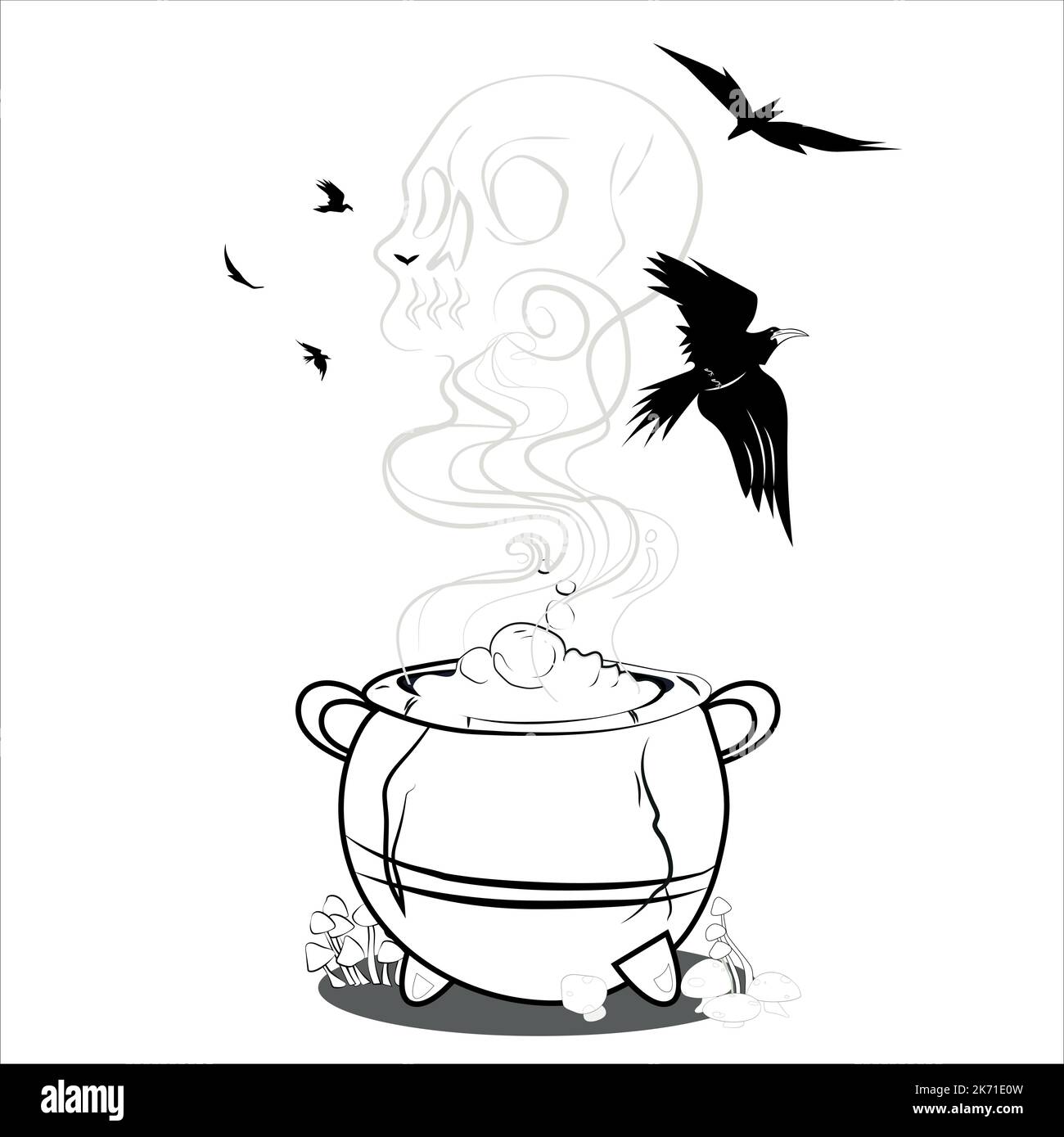Trick or Treat coloring page. Halloween coloring page for kids. Cartoon
