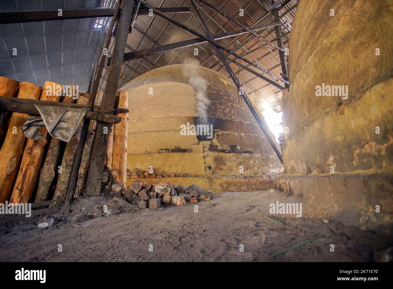 Scenery of traditional charcoal factory Stock Photo Alamy