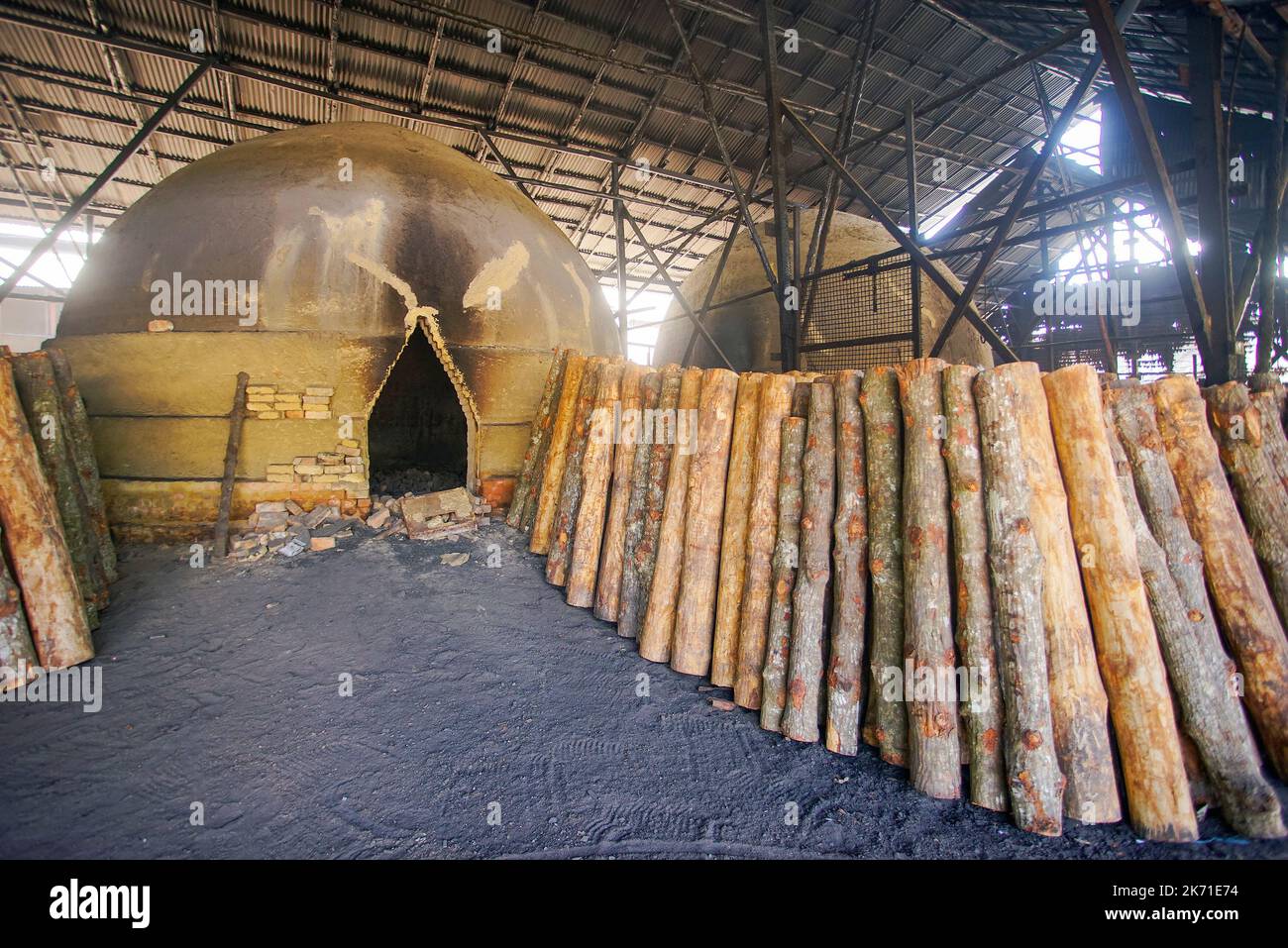 Scenery of traditional charcoal factory Stock Photo Alamy