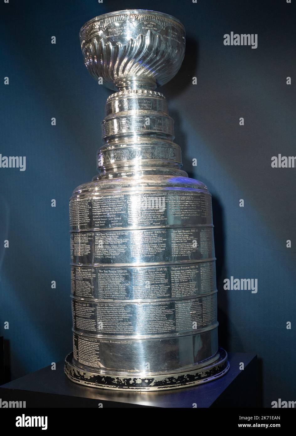 National Hockey League trophy Stanley Cup on display at Paley Center