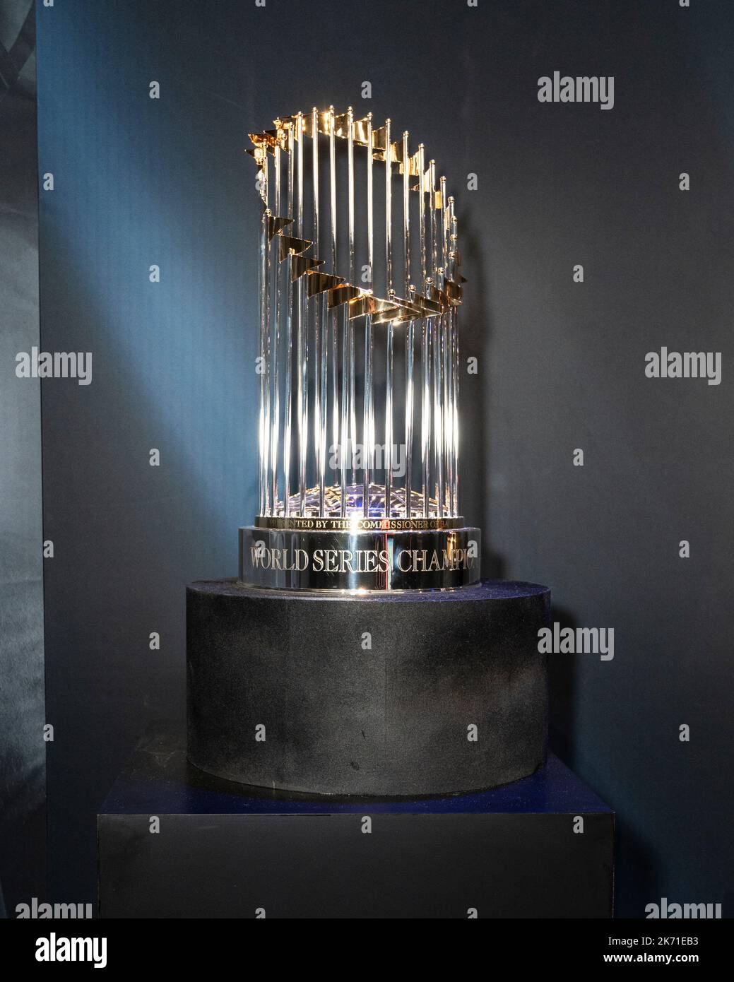 Major League Baseball trophy on display at Paley Center for the Media