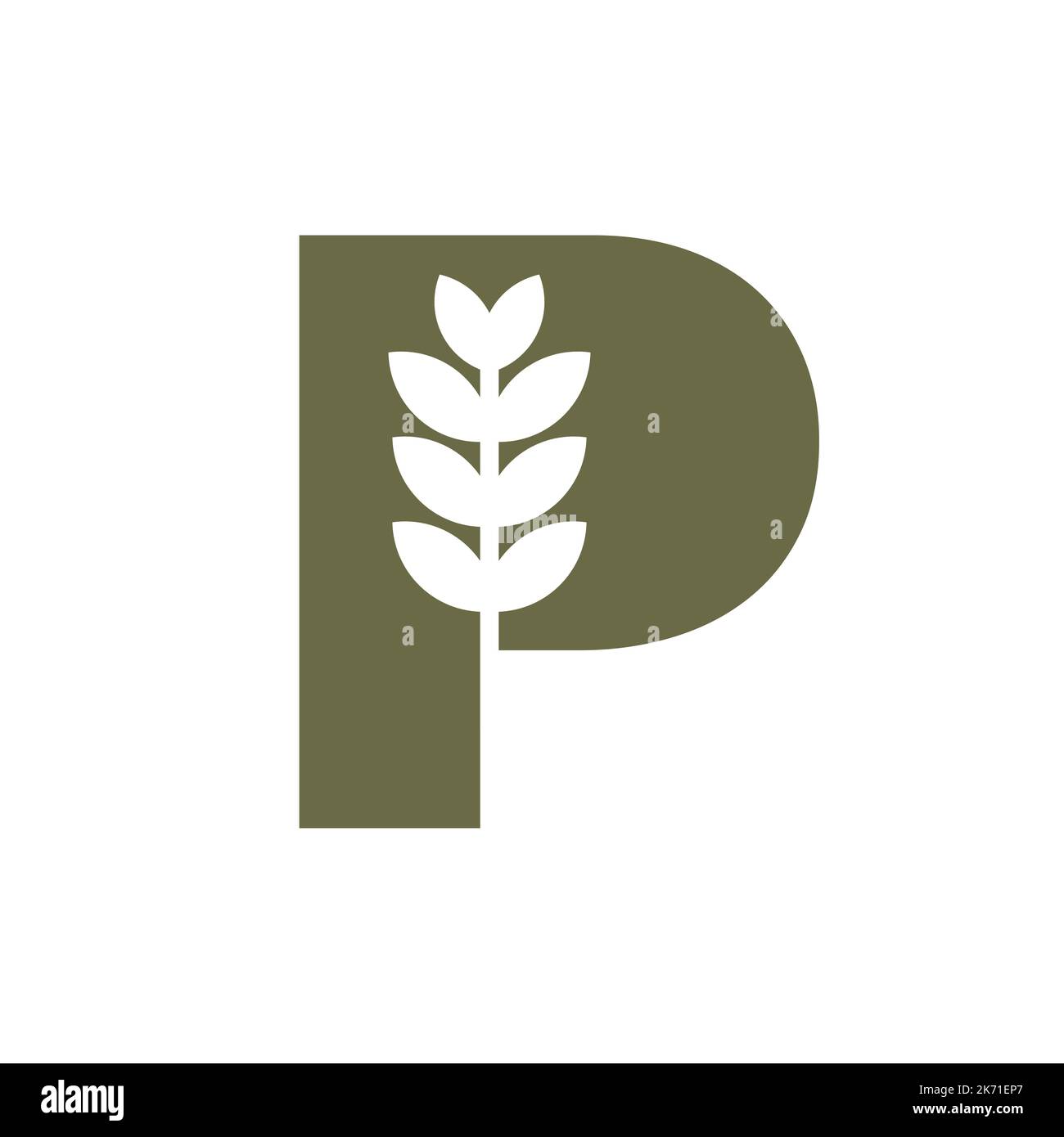 Initial Letter P Brewing Logo With Beer Icon Vector Template Stock Vector