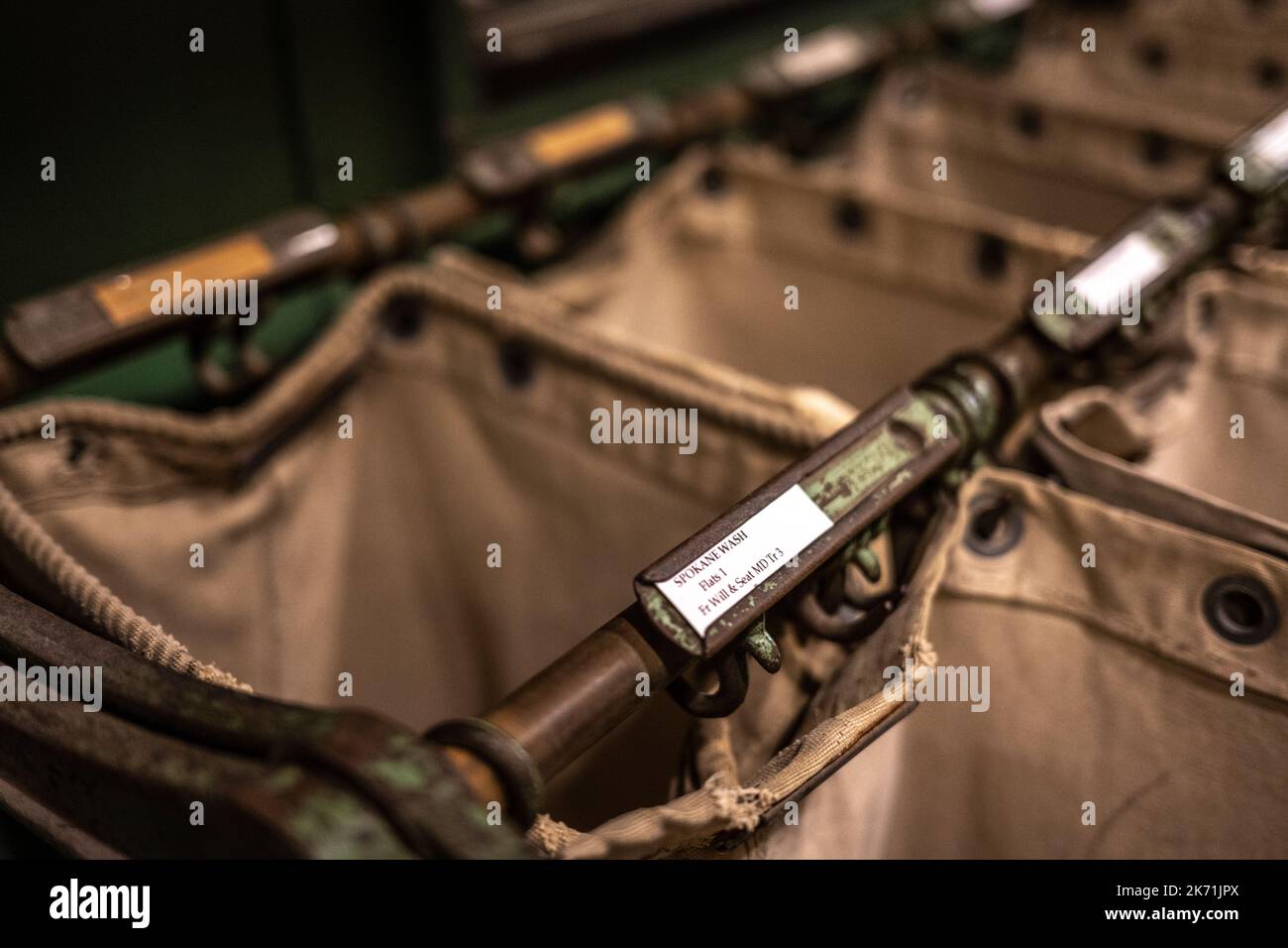 mail bag for Spokane Washington on a mail train car Stock Photo Alamy