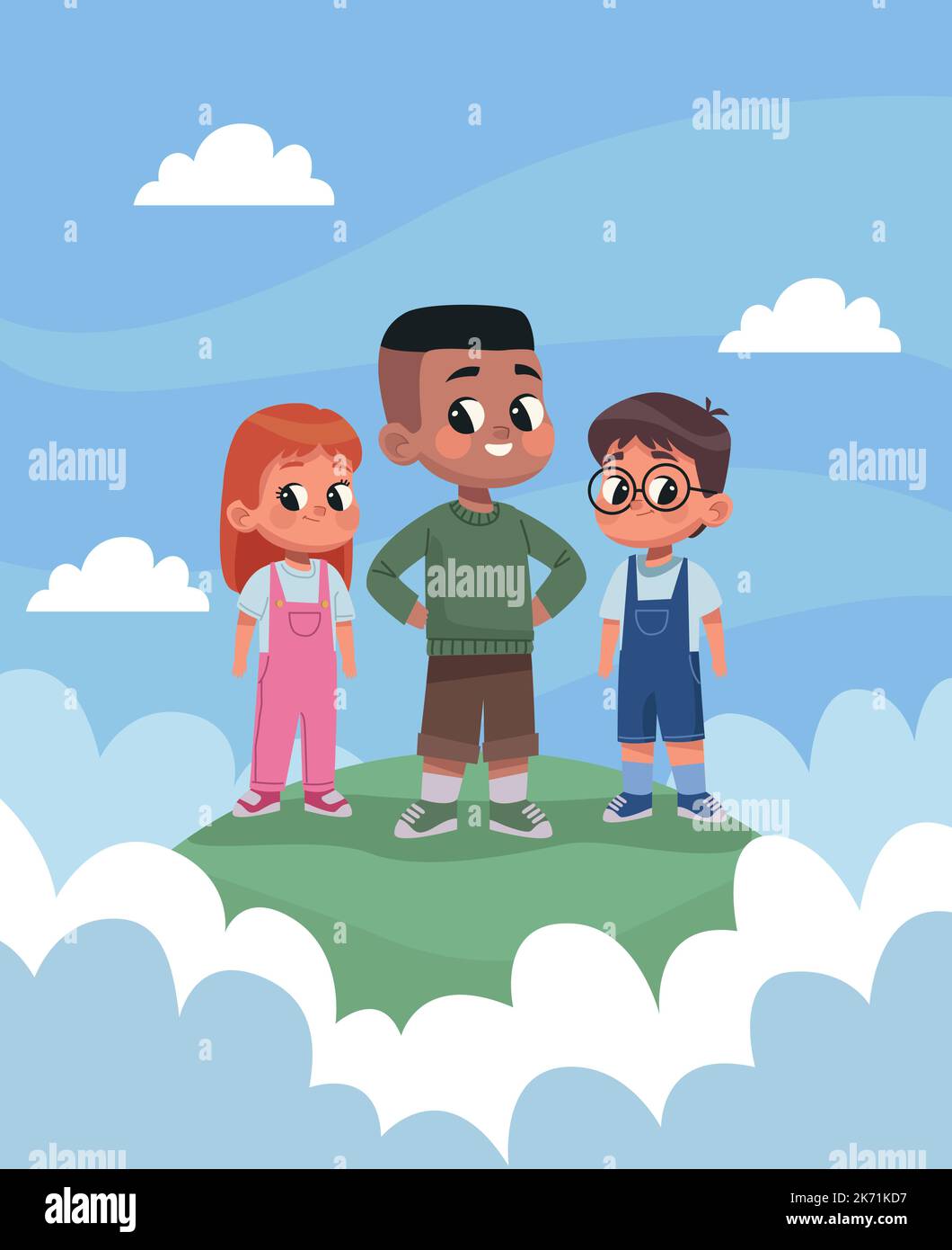 three little kids standing Stock Vector Image & Art - Alamy