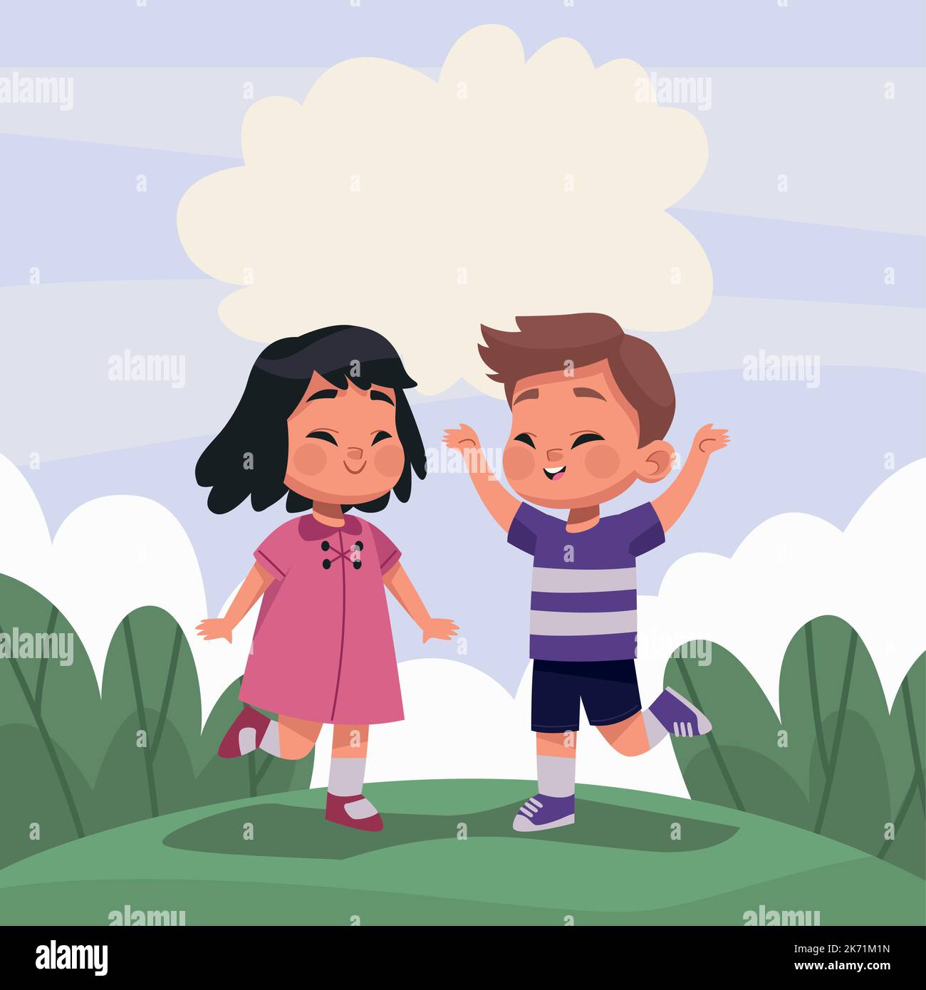 little kids couple in camp Stock Vector Image & Art - Alamy