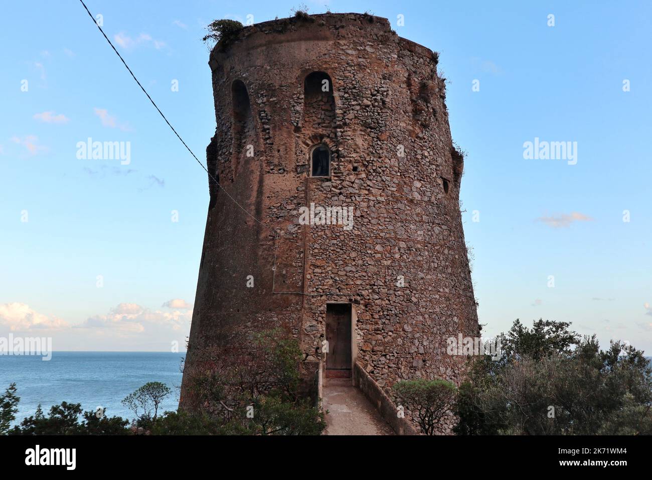 Praiano - Torre Asciola al tramonto Stock Photo