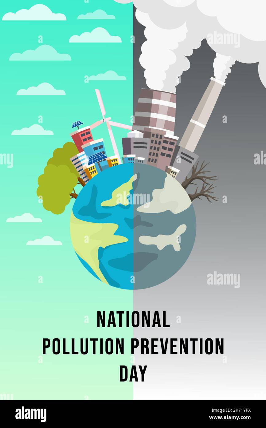 National Pollution Prevention Day banner poster with clean environment ...