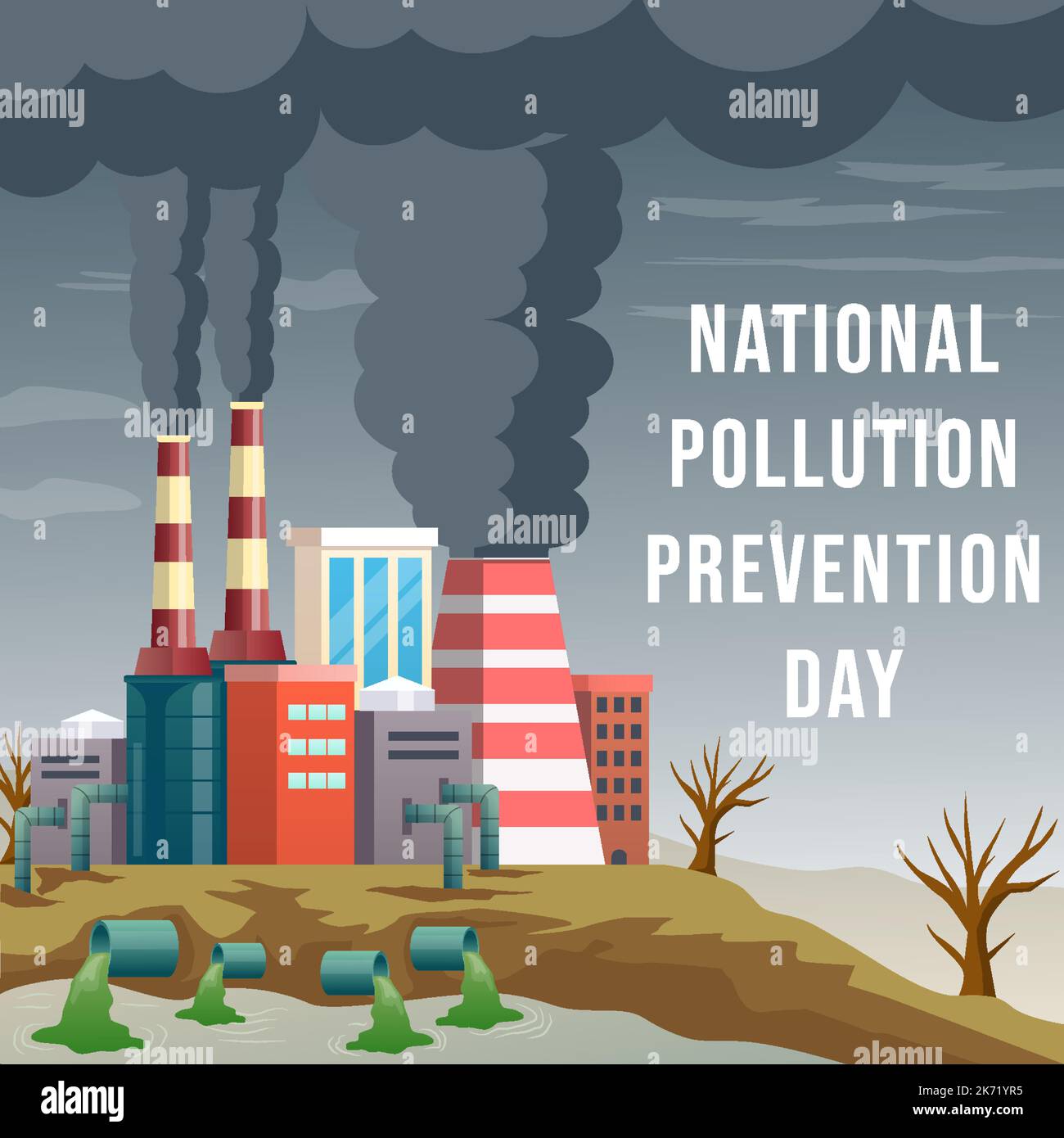 National Pollution Prevention Day with polluted environment