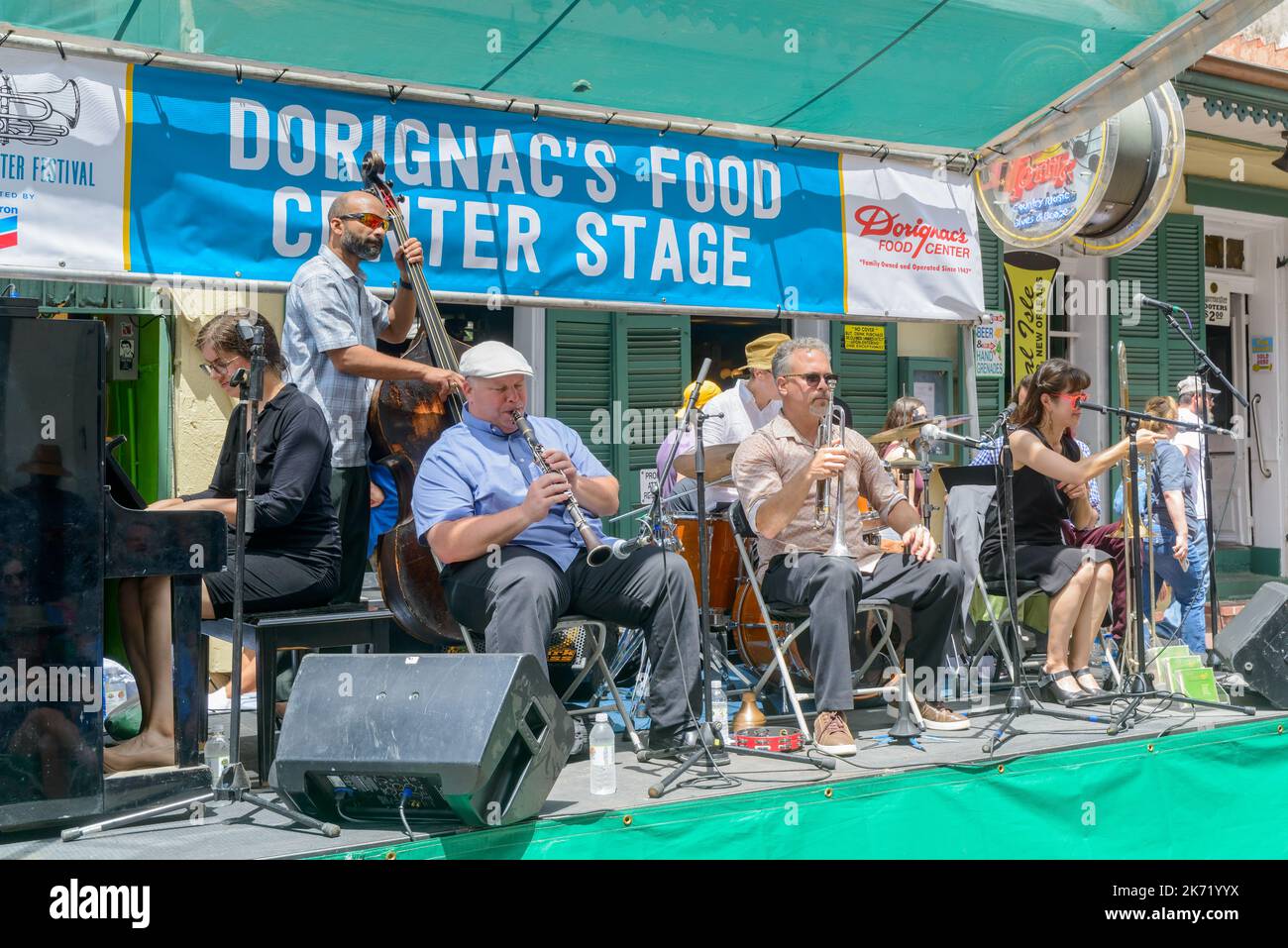 Mark Braud’s New Orleans Jazz Giants perform at the French Quarter Festival on April 23, 2022 Stock Photo